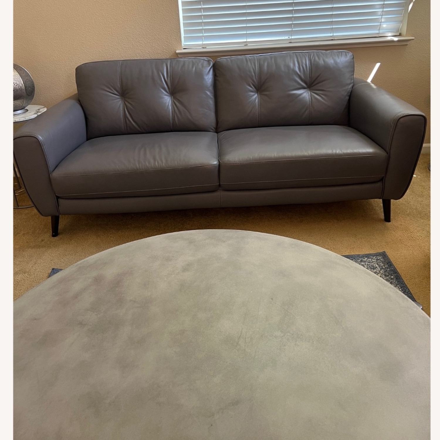 Living Spaces Benita Sleet Leather Sofa - image-3