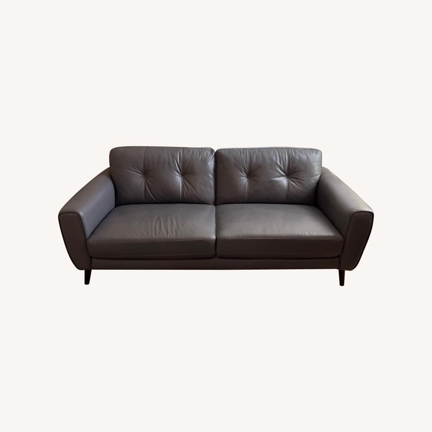 Living Spaces Benita Sleet Leather Sofa - image-0