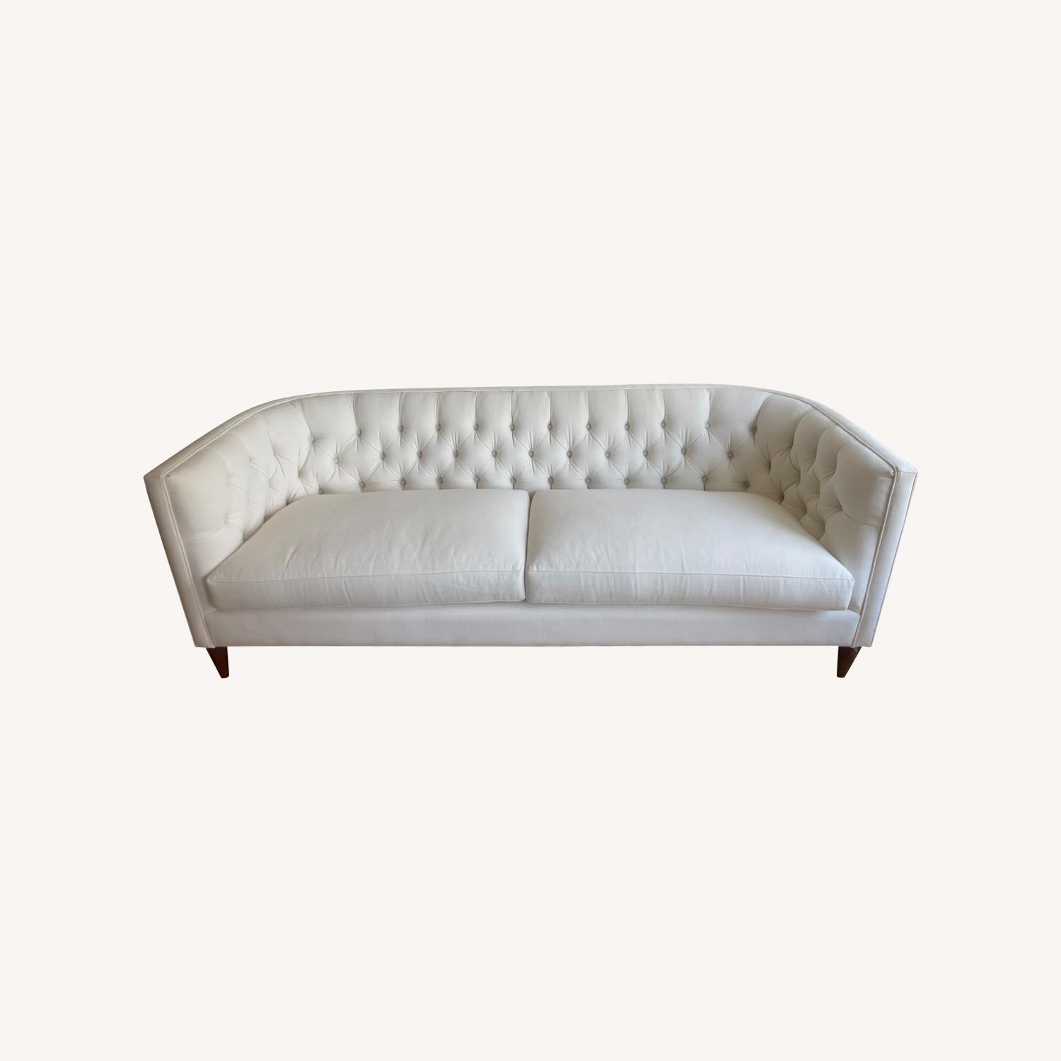 Anthropologie Ivory Linen Sofa - image-0