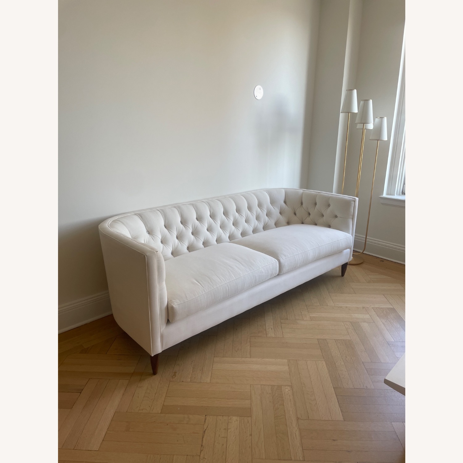 Anthropologie Ivory Linen Sofa - image-2