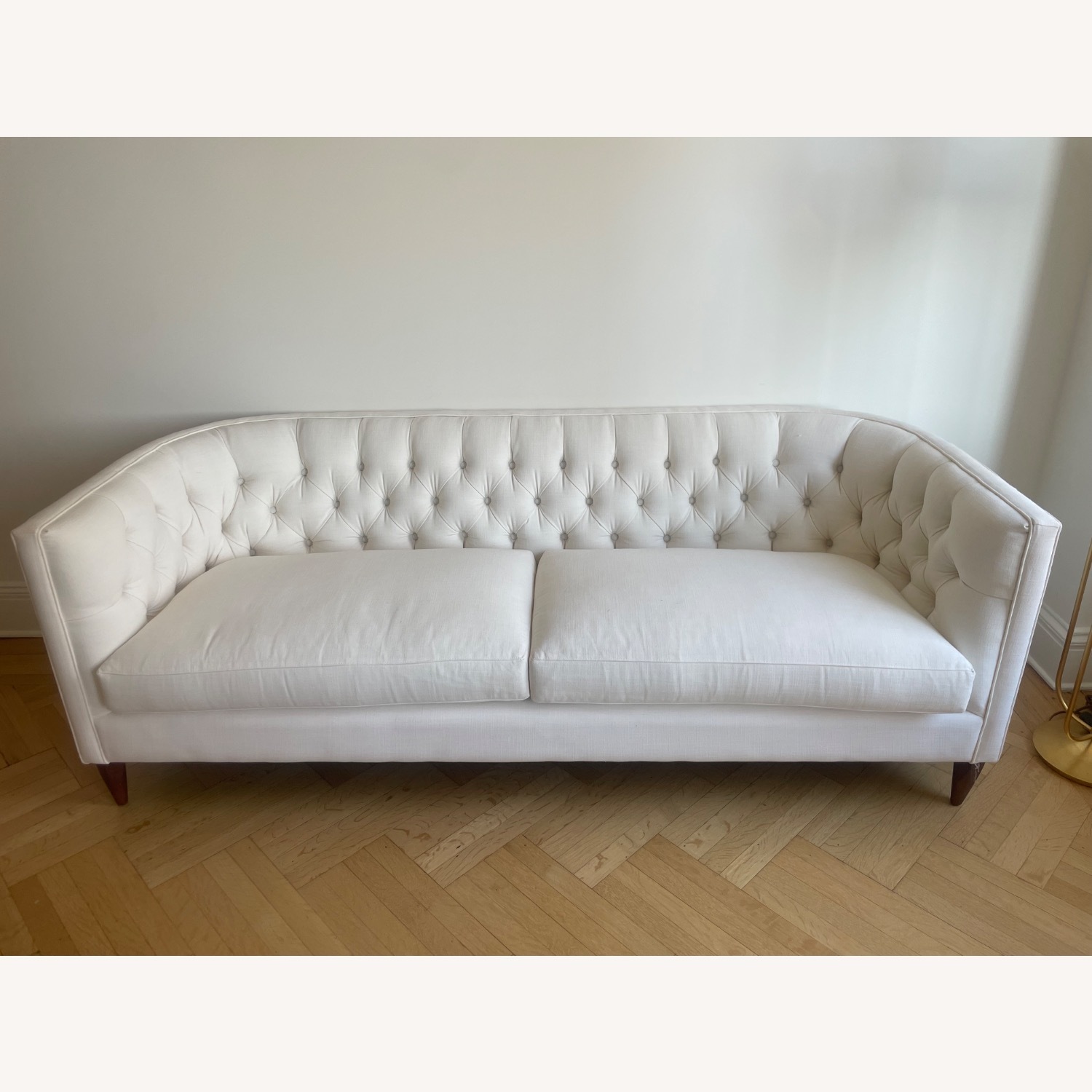 Anthropologie Ivory Linen Sofa - image-1