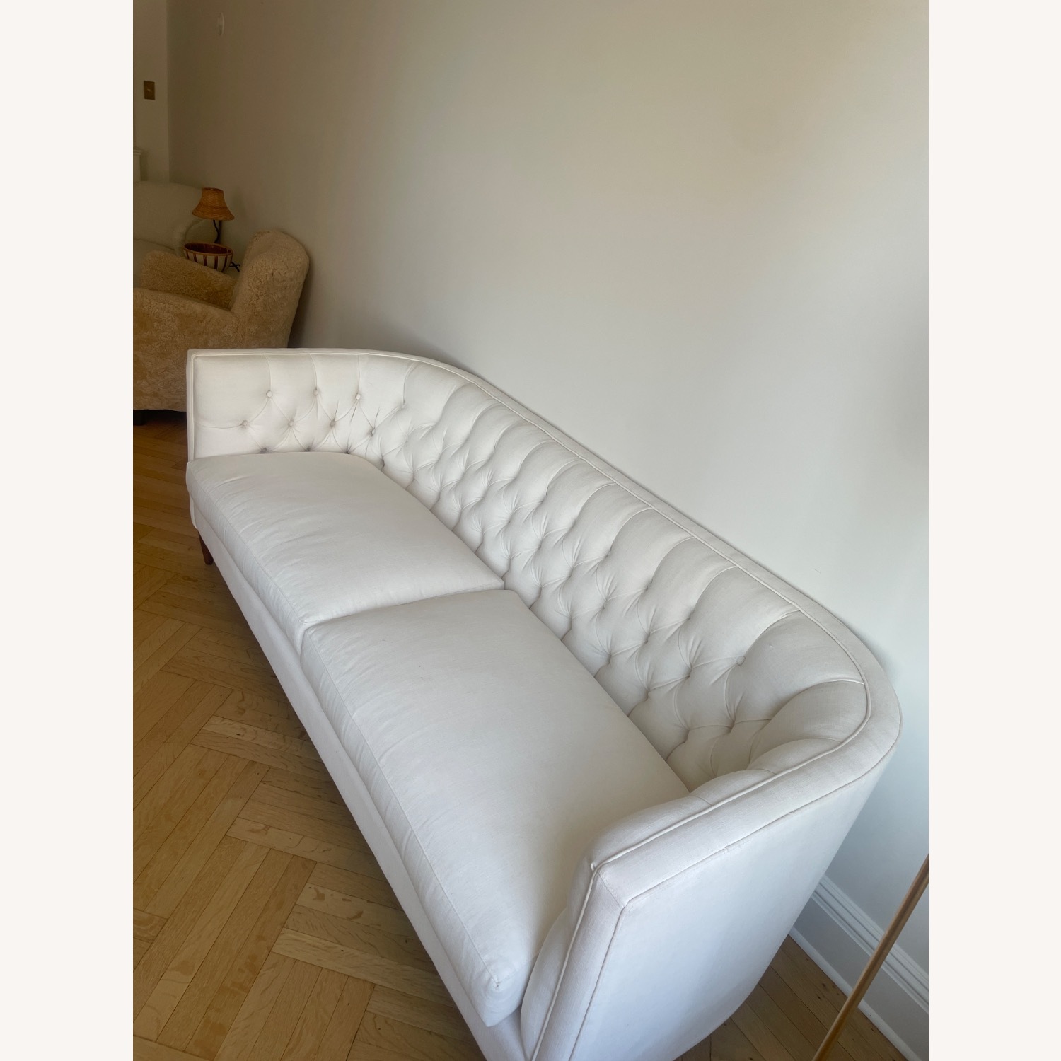 Anthropologie Ivory Linen Sofa - image-3