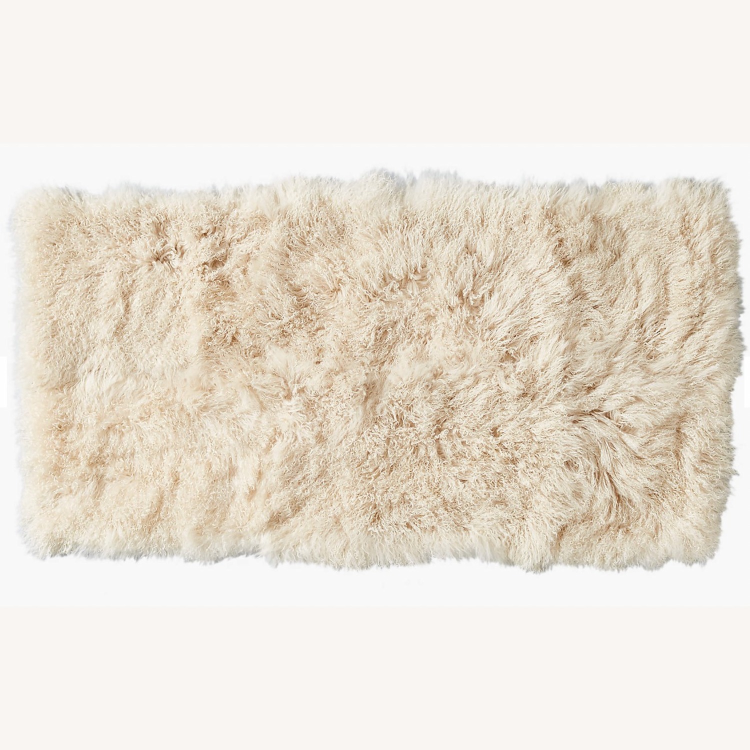 CB2 Warm White Mongolian Sheepskin Fur Throw Blanket - image-1