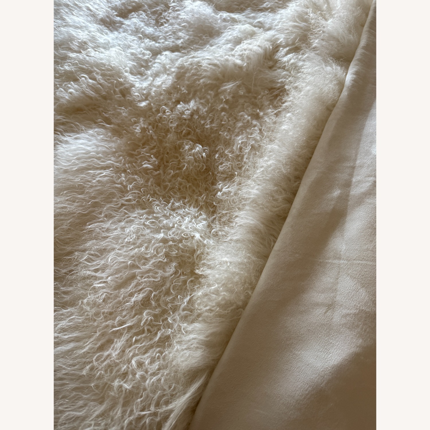 CB2 Warm White Mongolian Sheepskin Fur Throw Blanket - image-2