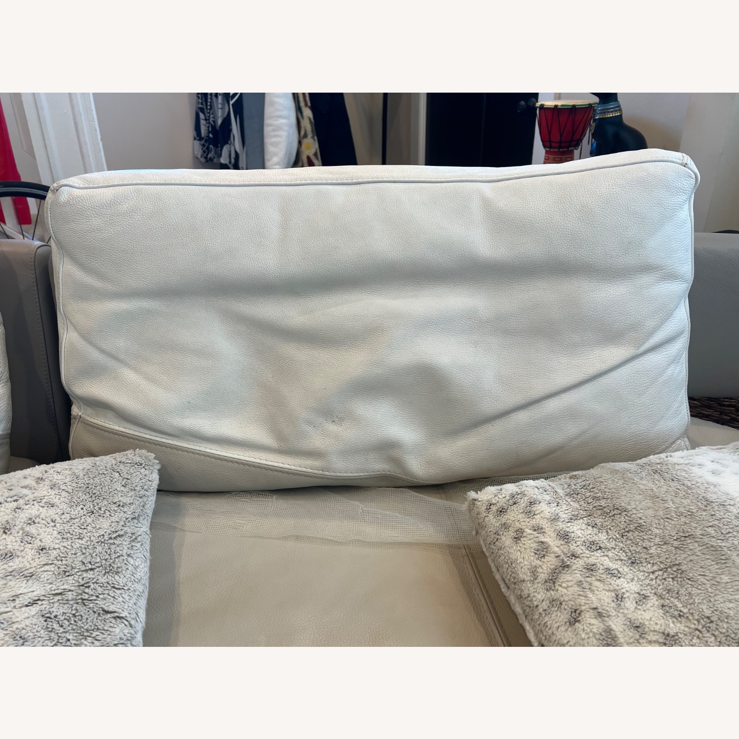 Roche Bobois White/Taupe Modern Italian Leather Sofa - image-5