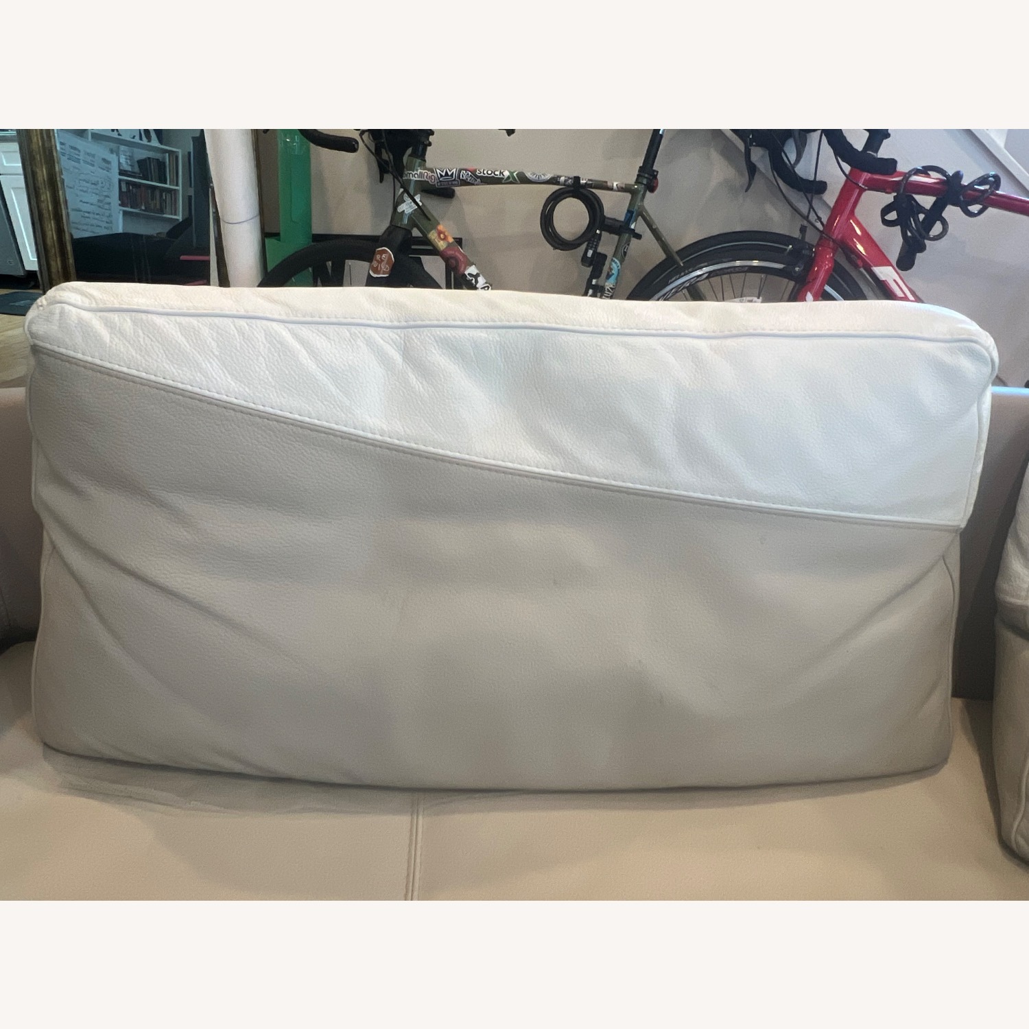 Roche Bobois White/Taupe Modern Italian Leather Sofa - image-3