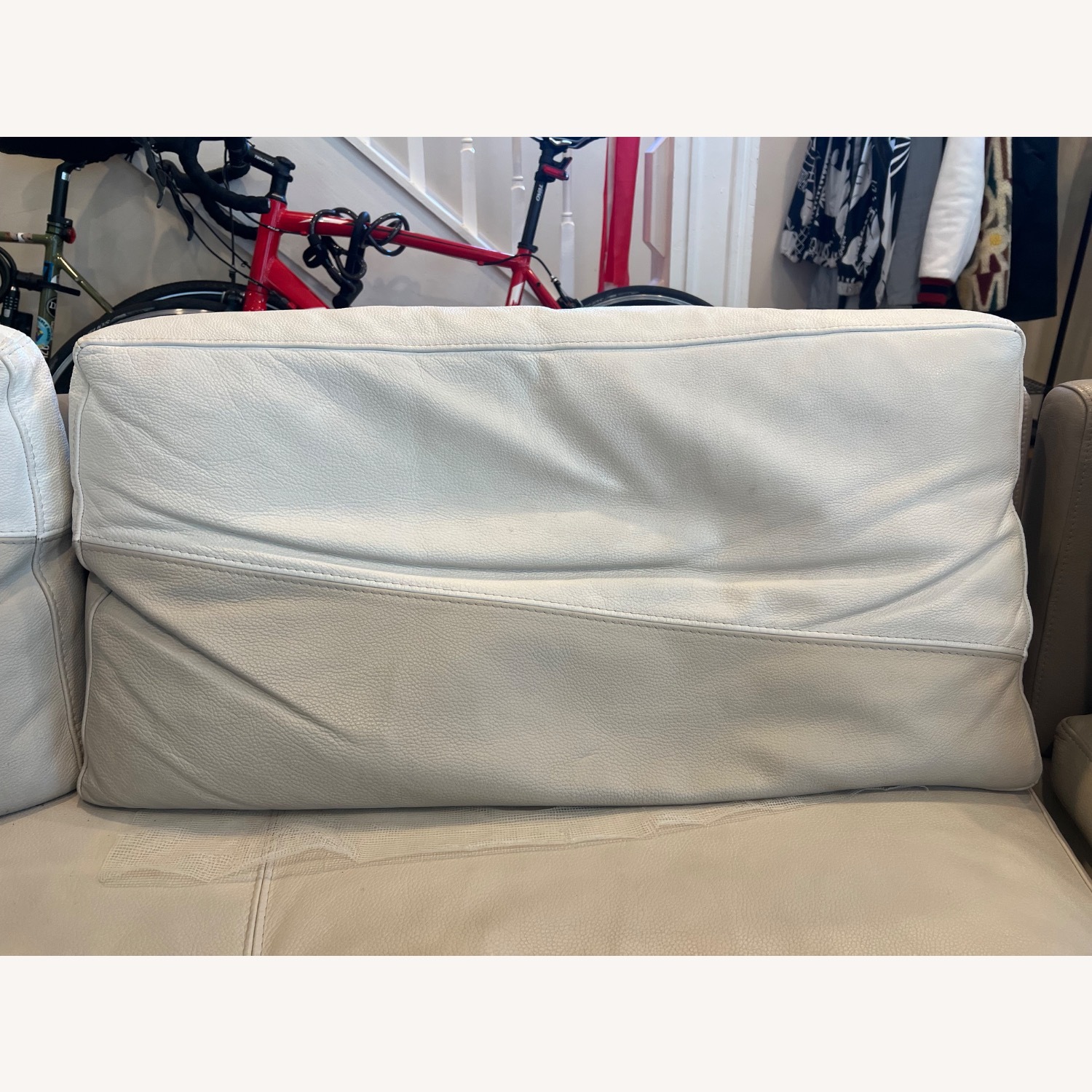 Roche Bobois White/Taupe Modern Italian Leather Sofa - image-4