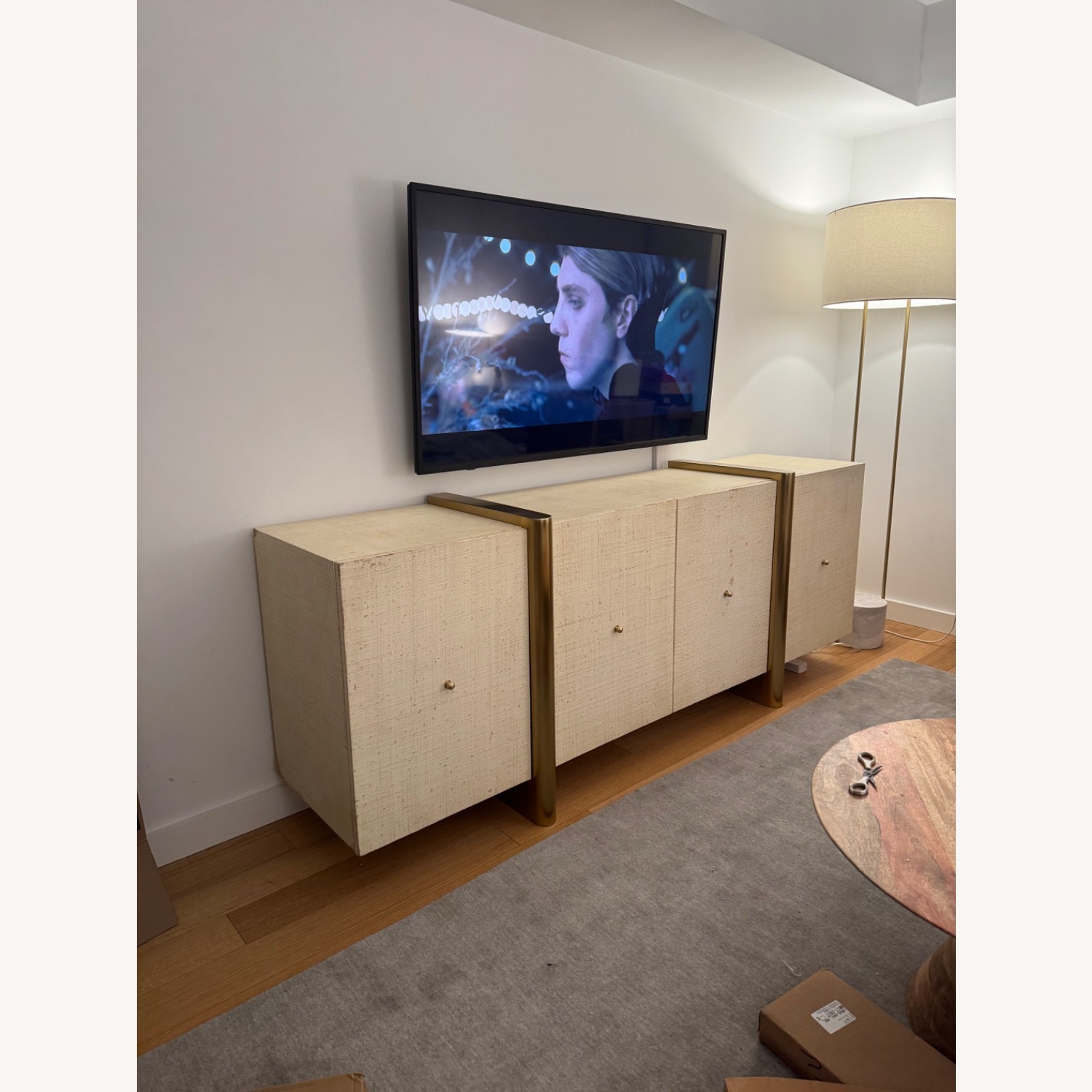 CB2 Dorset 81" White Lacquered Linen Credenza - image-1