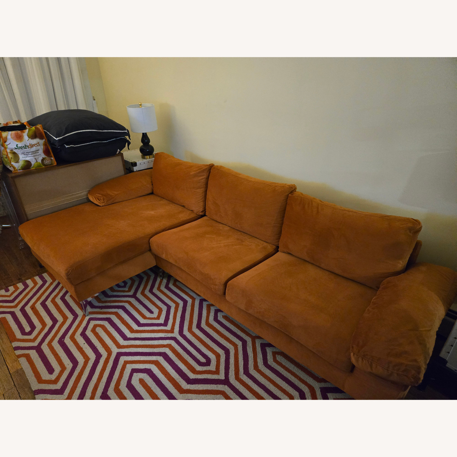 Amazon Velvet L Shaped Sectional Sofa - image-1