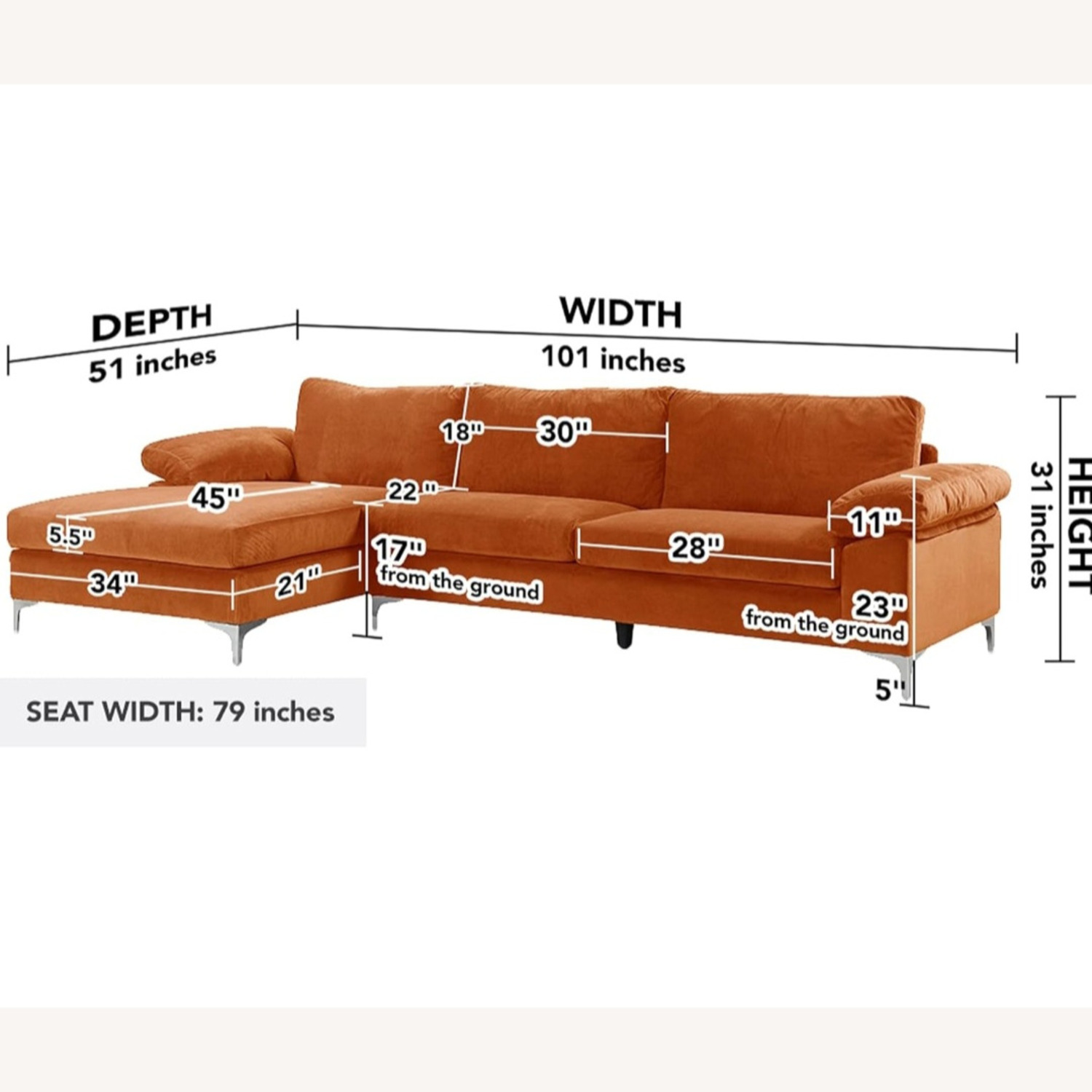 Amazon Velvet L Shaped Sectional Sofa - image-4