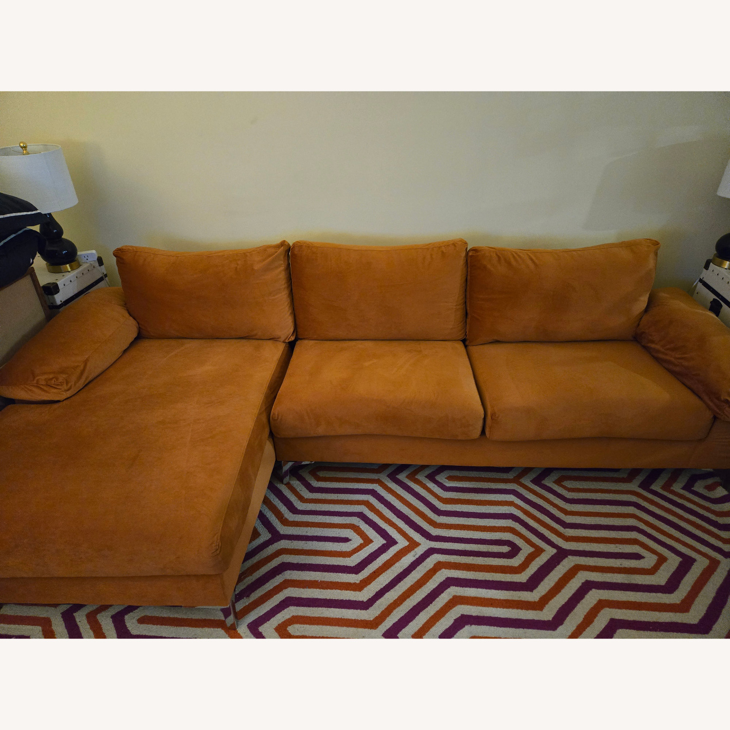 Amazon Velvet L Shaped Sectional Sofa - image-2