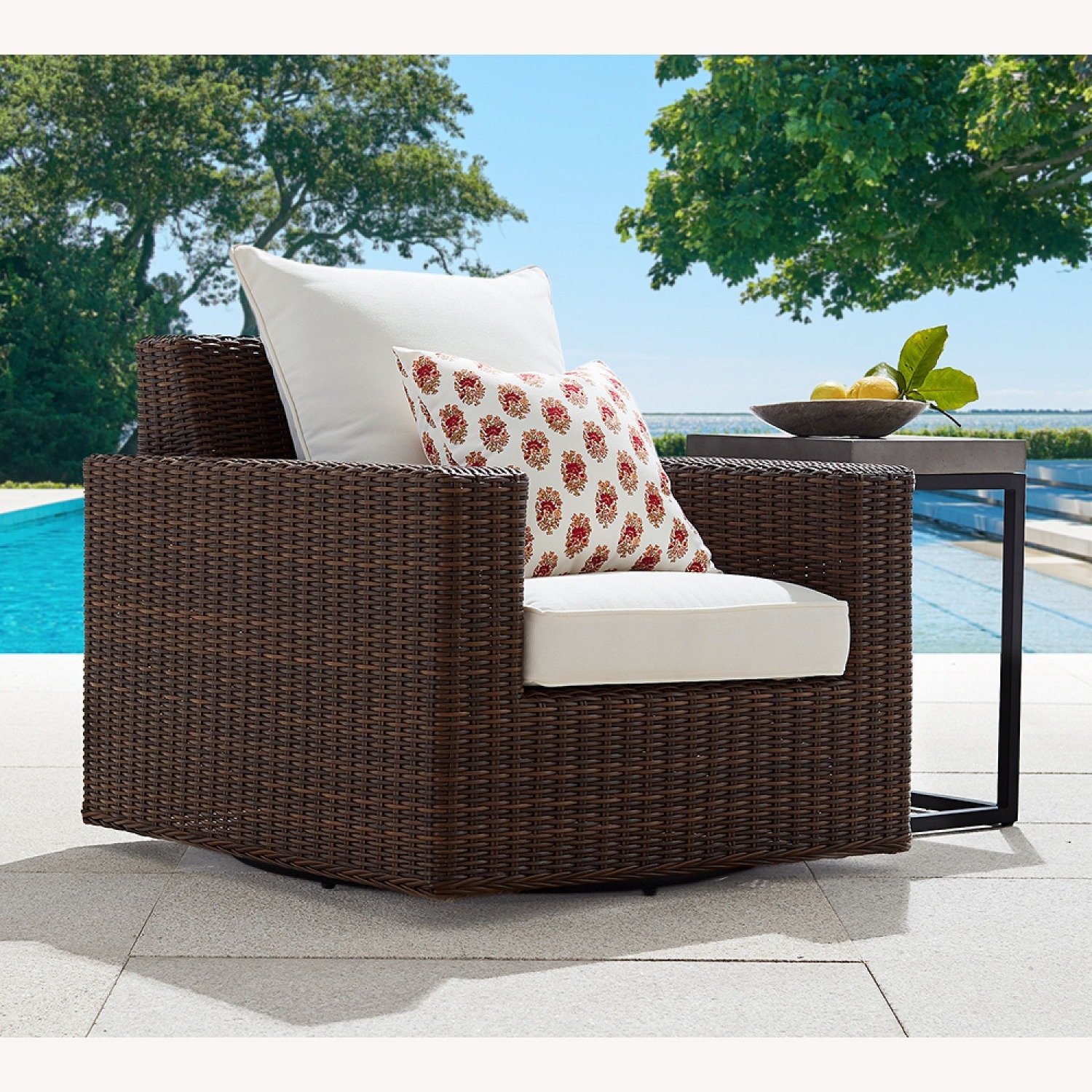 Pottery Barn Torrey Wicker Square Arm Swivel Chair - image-5