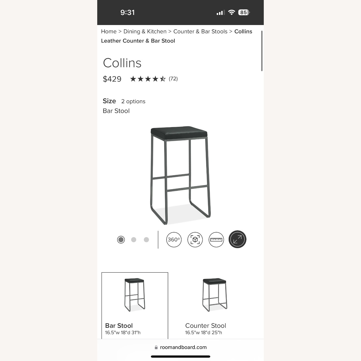 Room & Board Leather Bar Stools - image-2