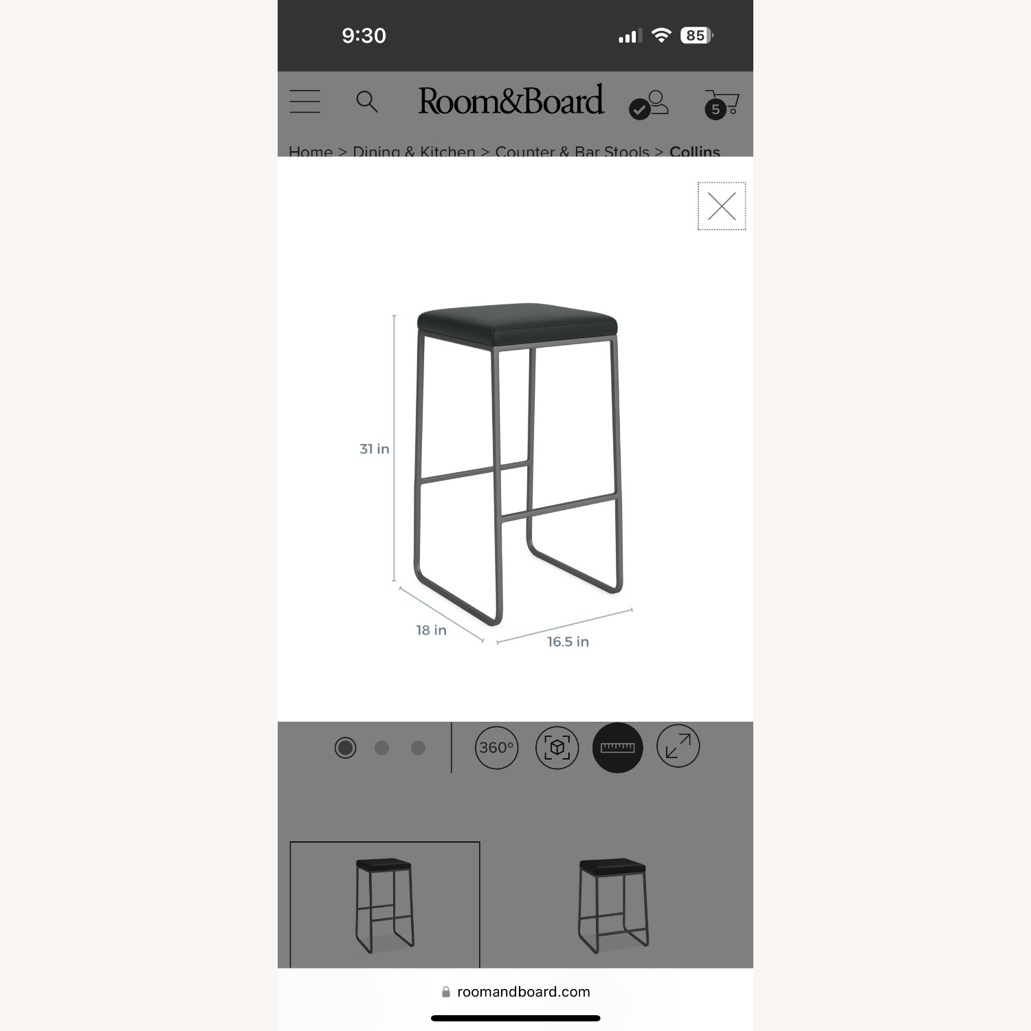 Room & Board Leather Bar Stools - image-1