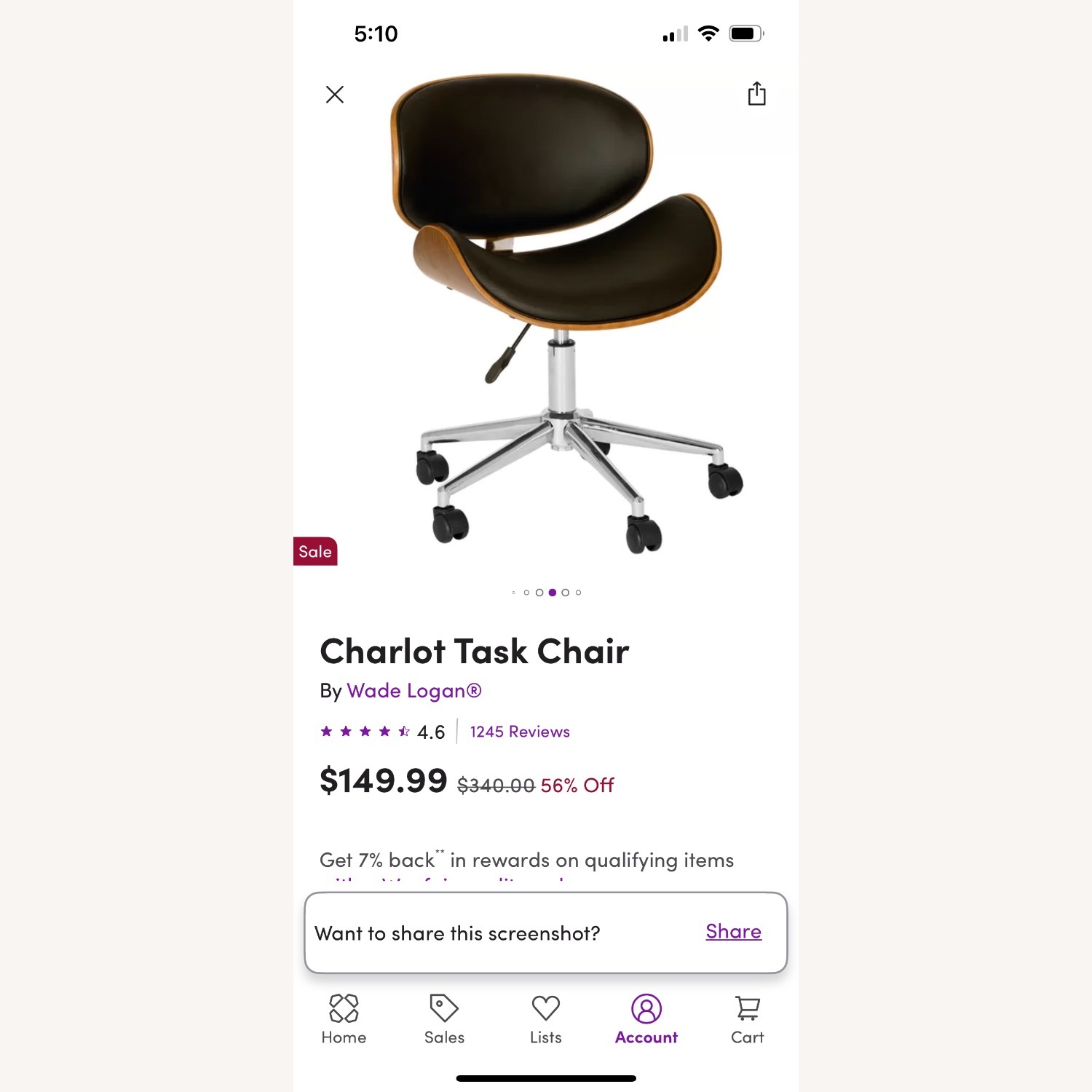 Wade Logan Charlot  Modern Desk Chair with Wheels  - image-5