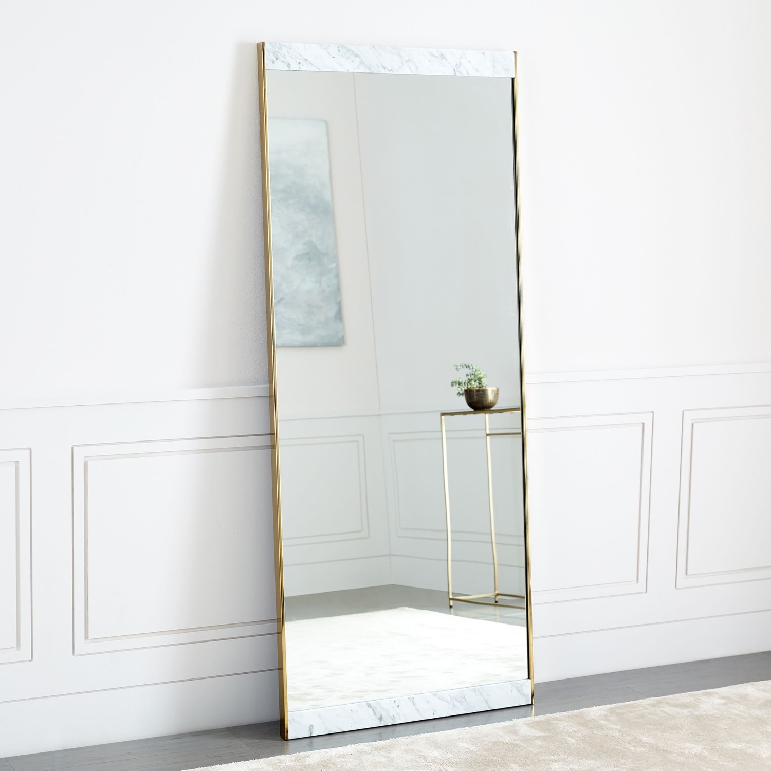 West Elm Marble & Brass Floor Mirror - image-3