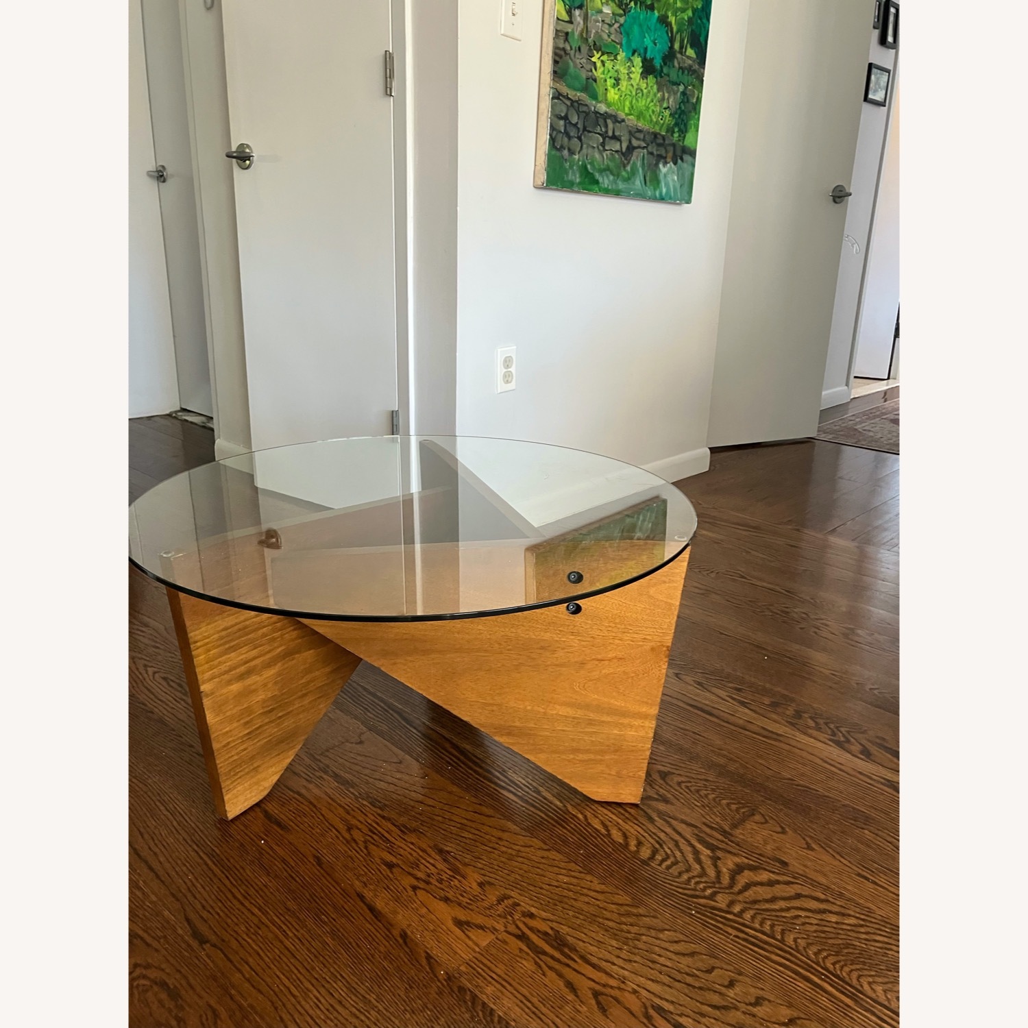 West Elm Sail Coffee Table, Walnut/Glass - image-1