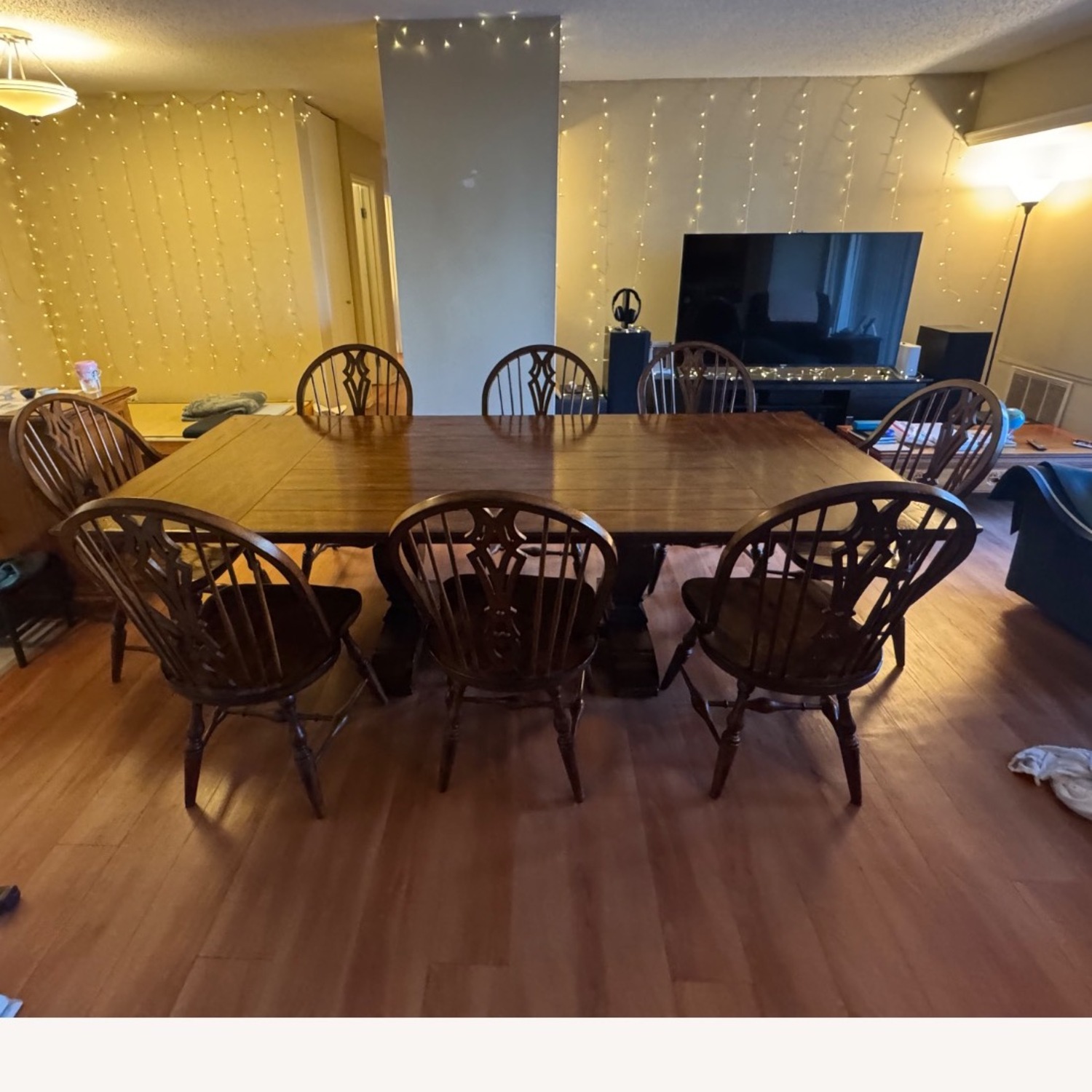 Walter E. Smithe Solid Oak Dining Set for 8 AptDeco