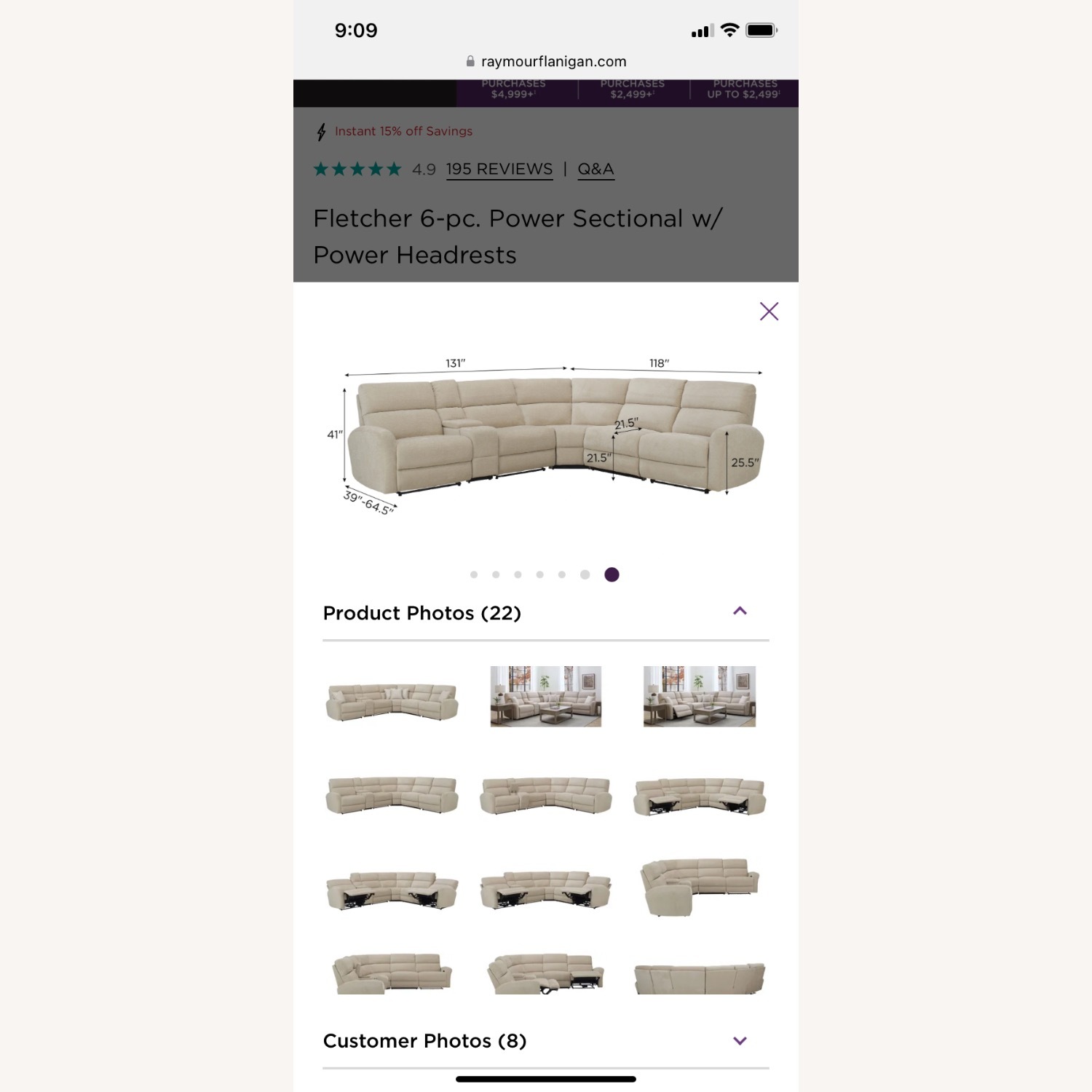 Raymour and Flanigan Fletcher Reclining Sectional - image-5