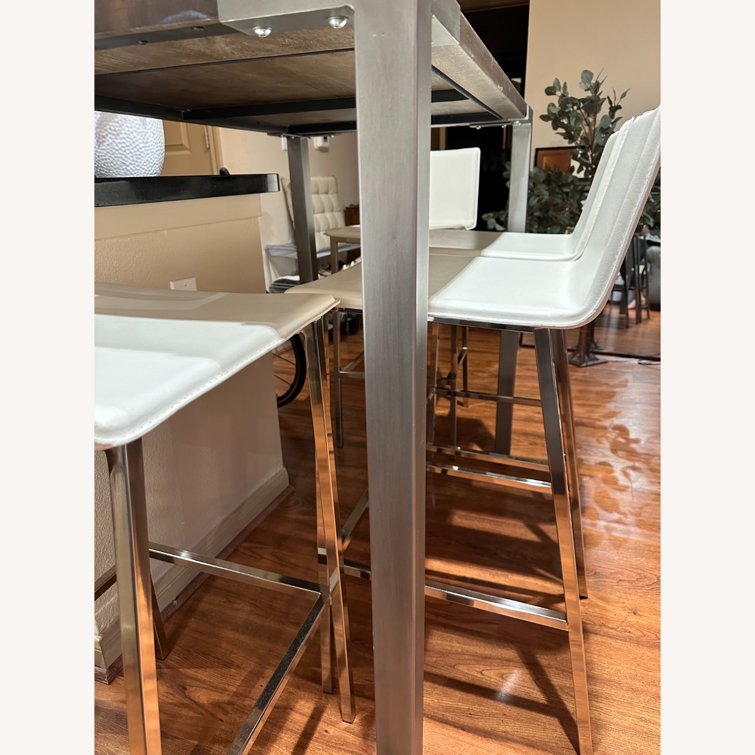 Crate & Barrel Modern Breakfast Nook High Table W Chairs - image-5