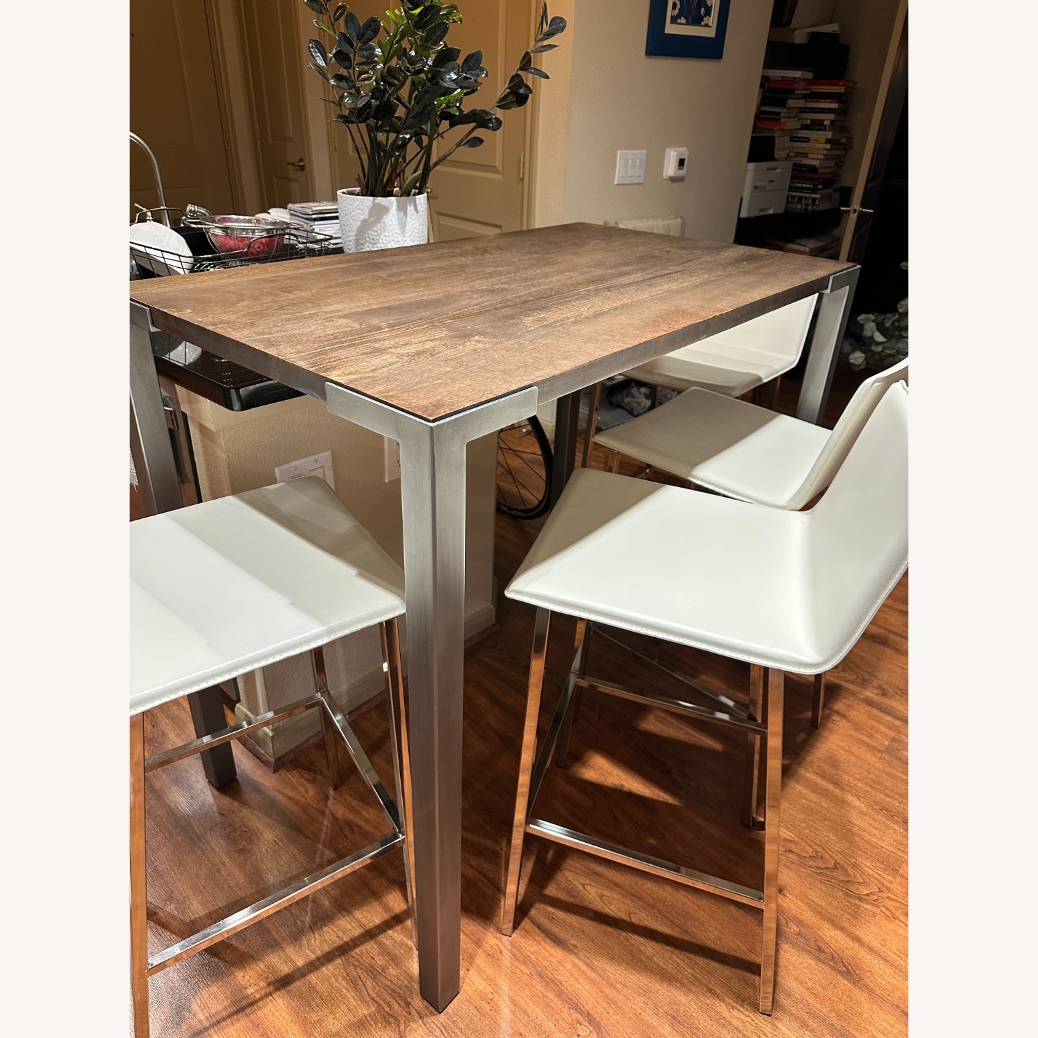 Crate & Barrel Modern Breakfast Nook High Table W Chairs - image-0