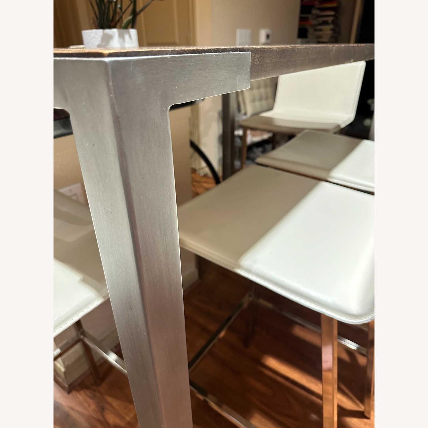 Crate & Barrel Modern Breakfast Nook High Table W Chairs - image-3