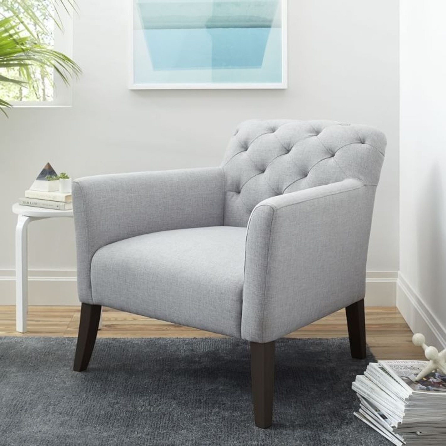 West Elm Elton Arm Chair, Linen Weave, Platinum - image-3