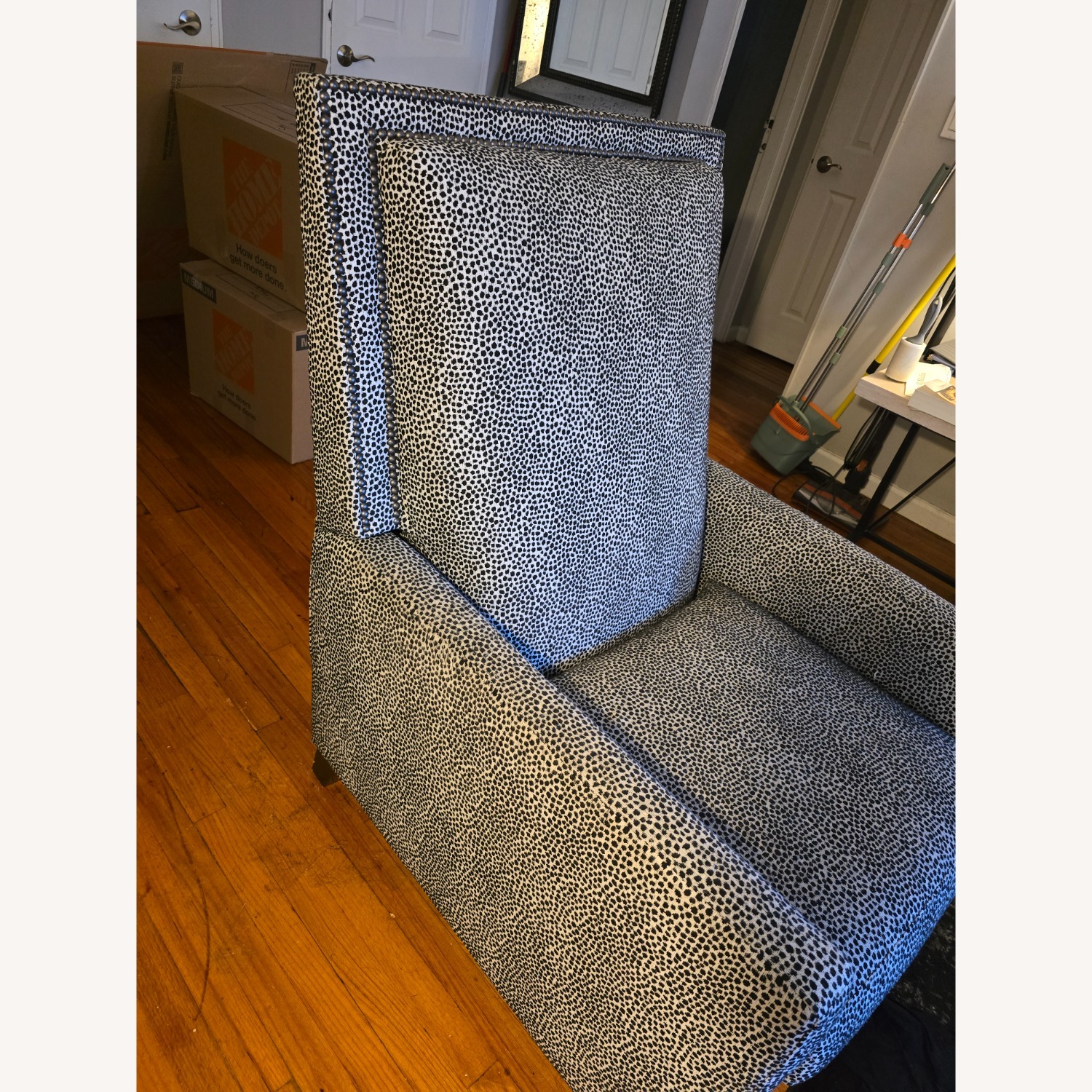 Bassett Davidson Black and White Dotted Recliner  - image-1