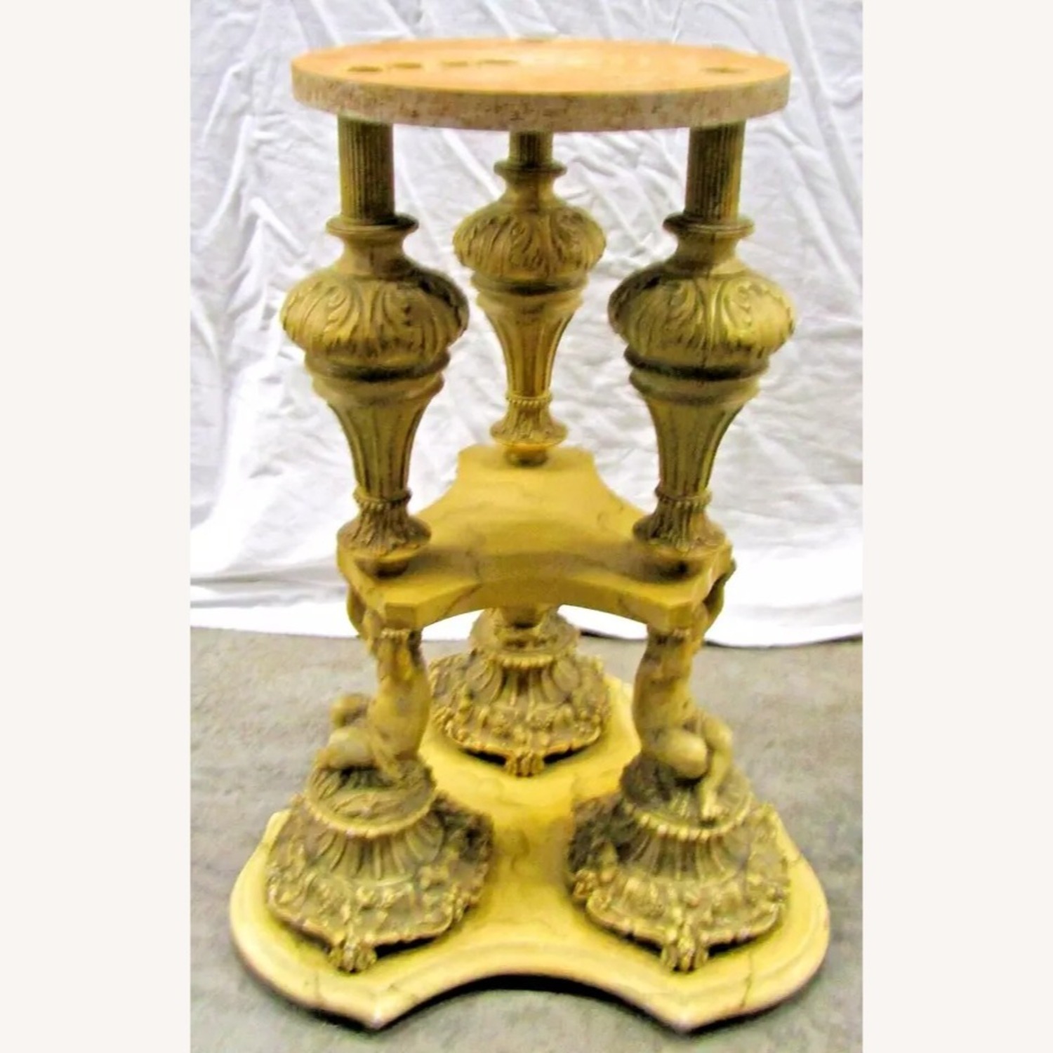 Pair Italian Regency Marble Top Table Cherub Base - image-10