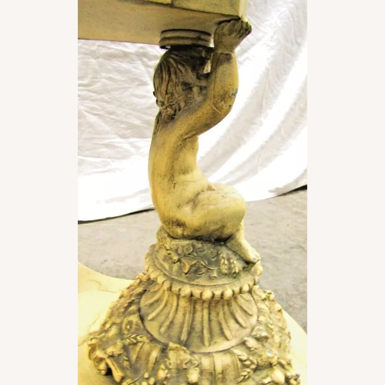 Pair Italian Regency Marble Top Table Cherub Base - image-14
