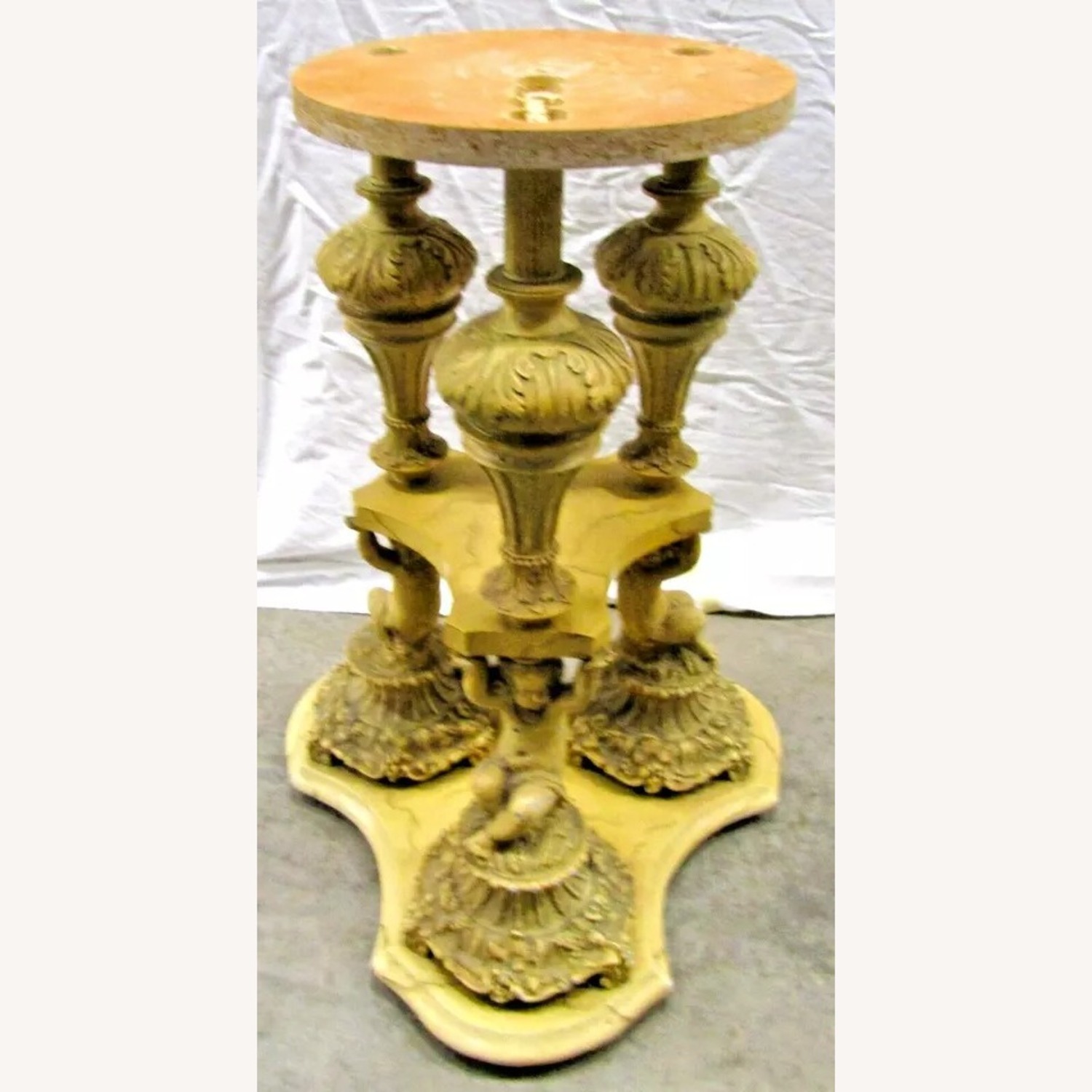 Pair Italian Regency Marble Top Table Cherub Base - image-9