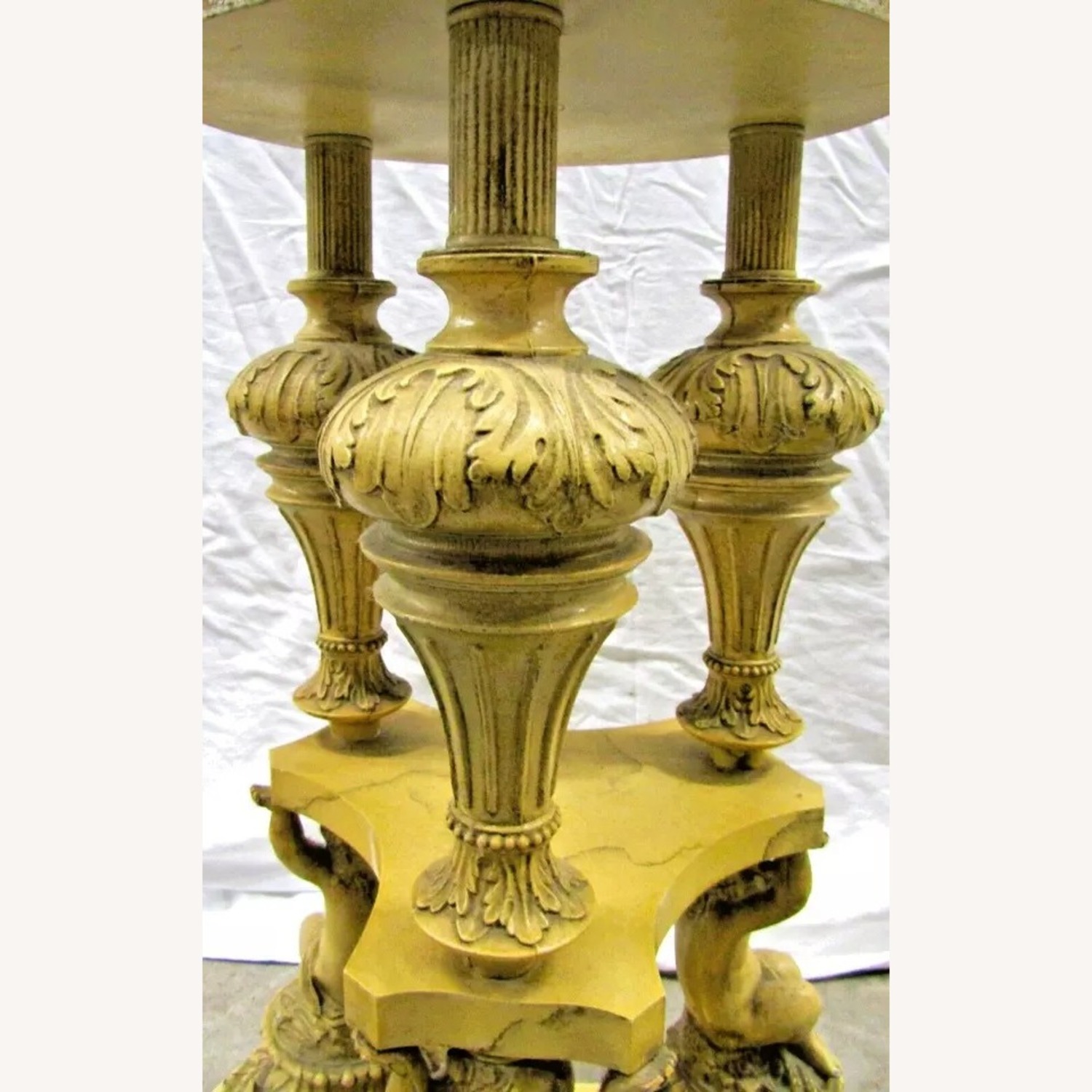Pair Italian Regency Marble Top Table Cherub Base - image-11