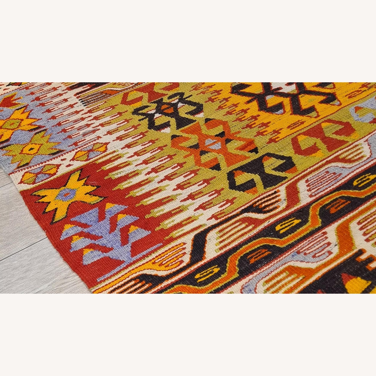 Vintage Denizli Tribal Flat-Weave Runner 1940's 3X8 - image-6