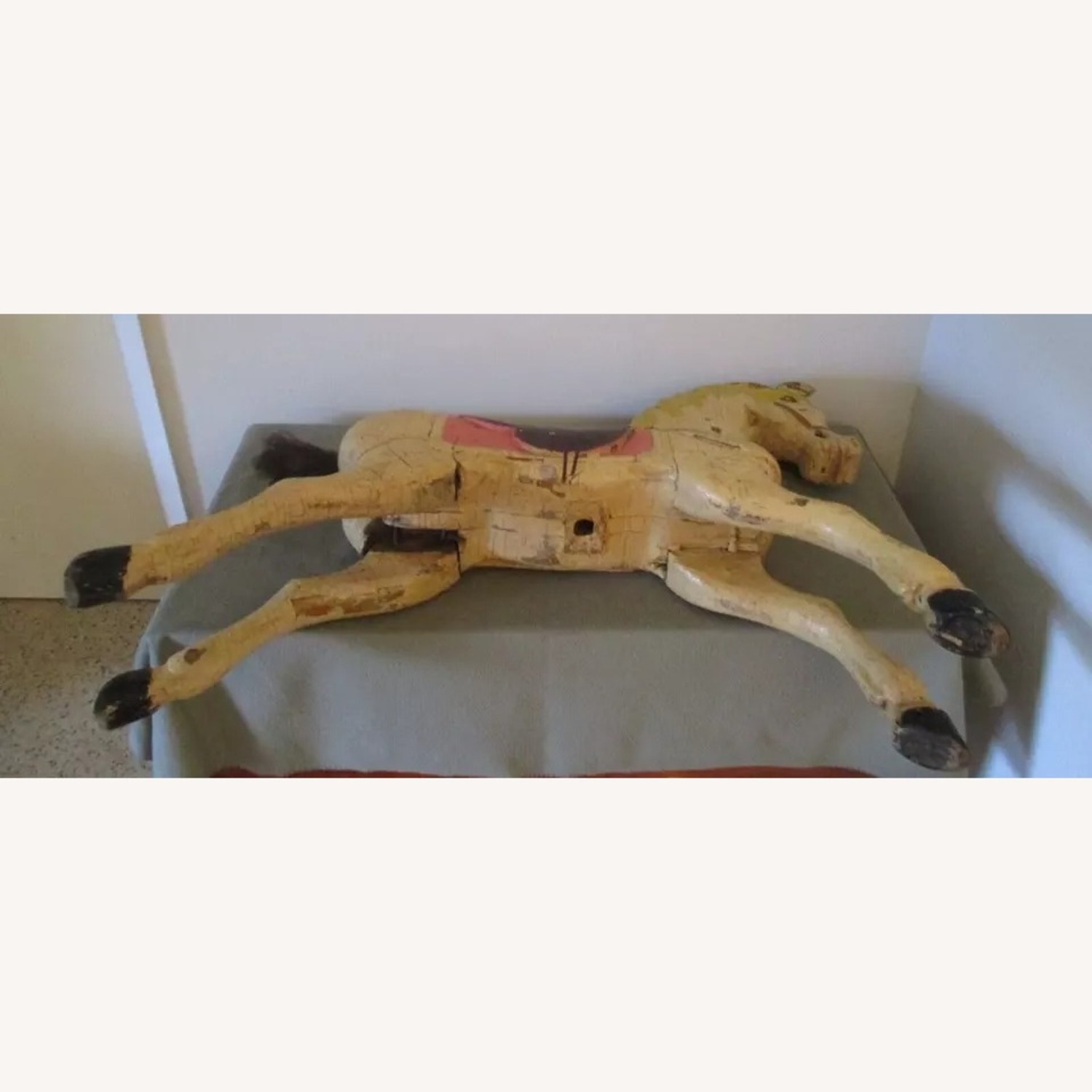 Antique Carved Wood Carousel Horse with Horsehair - image-11