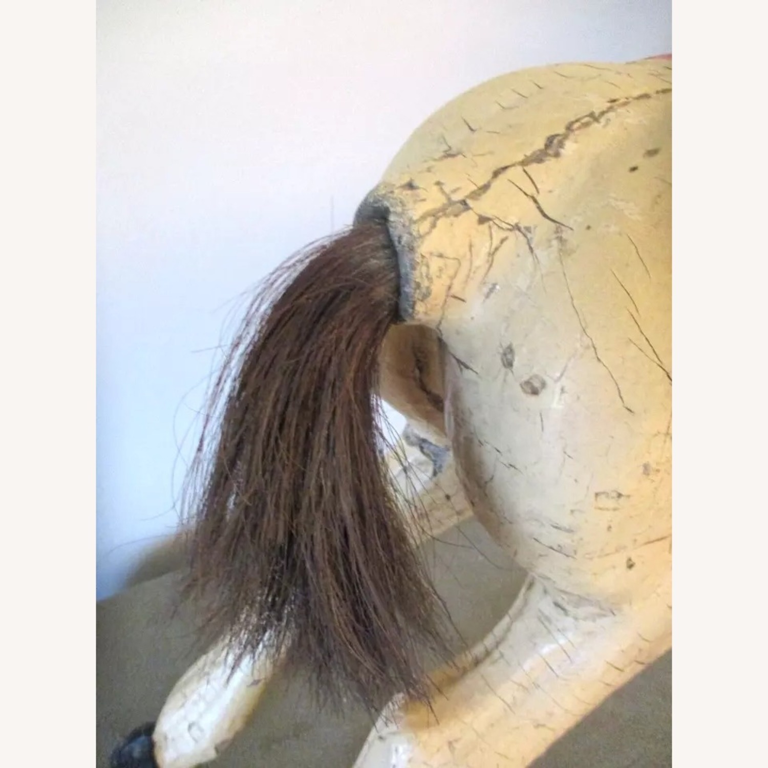 Antique Carved Wood Carousel Horse with Horsehair - image-9