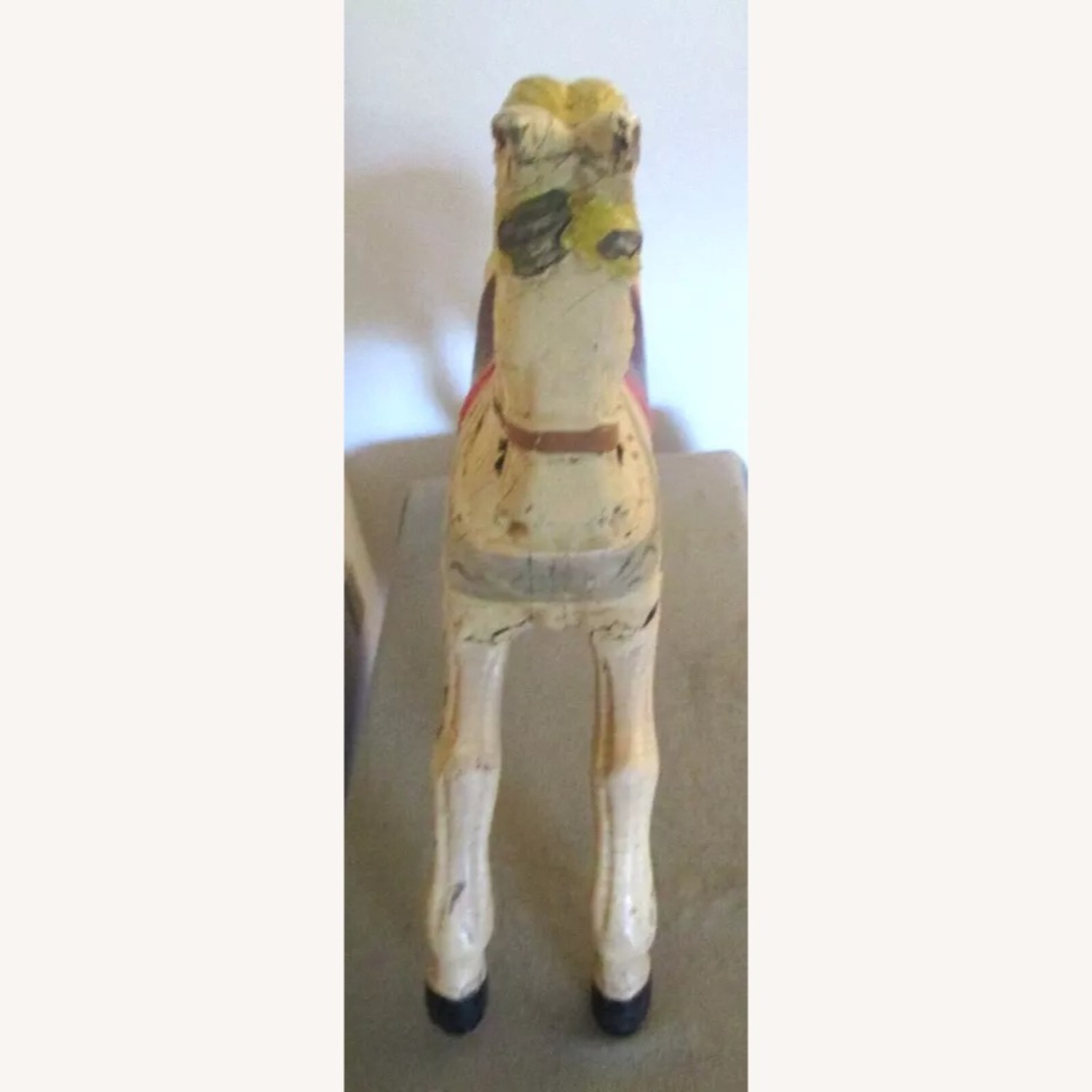 Antique Carved Wood Carousel Horse with Horsehair - image-3