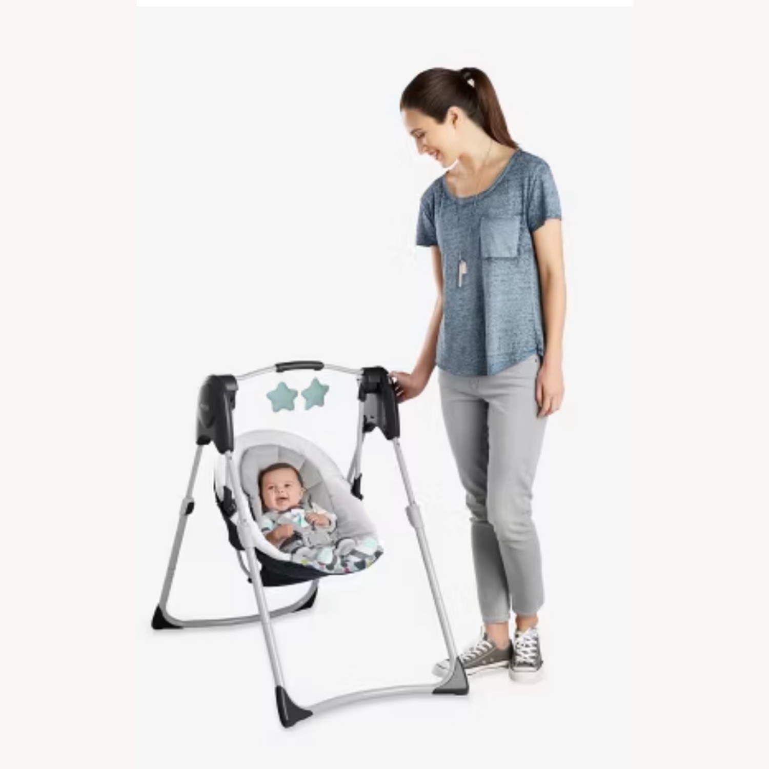 Graco Slim Spaces Compact Baby Swing, Reign - image-3