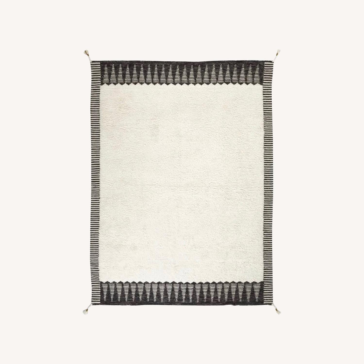 West Elm Ikat Border Shag Rug 9X12 - image-0
