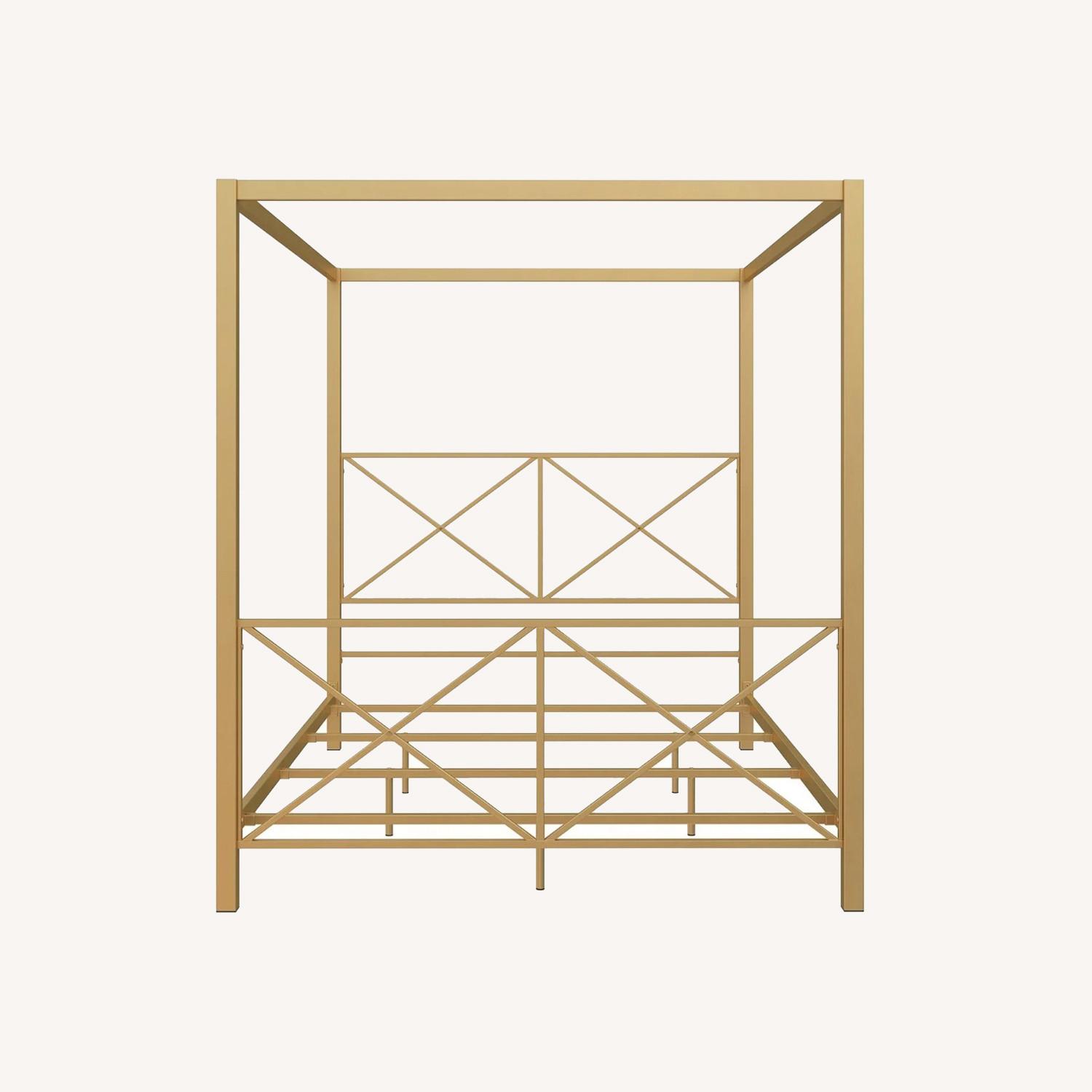 DHP Rosedale Gold Metal Canopy Queen Bed - image-0