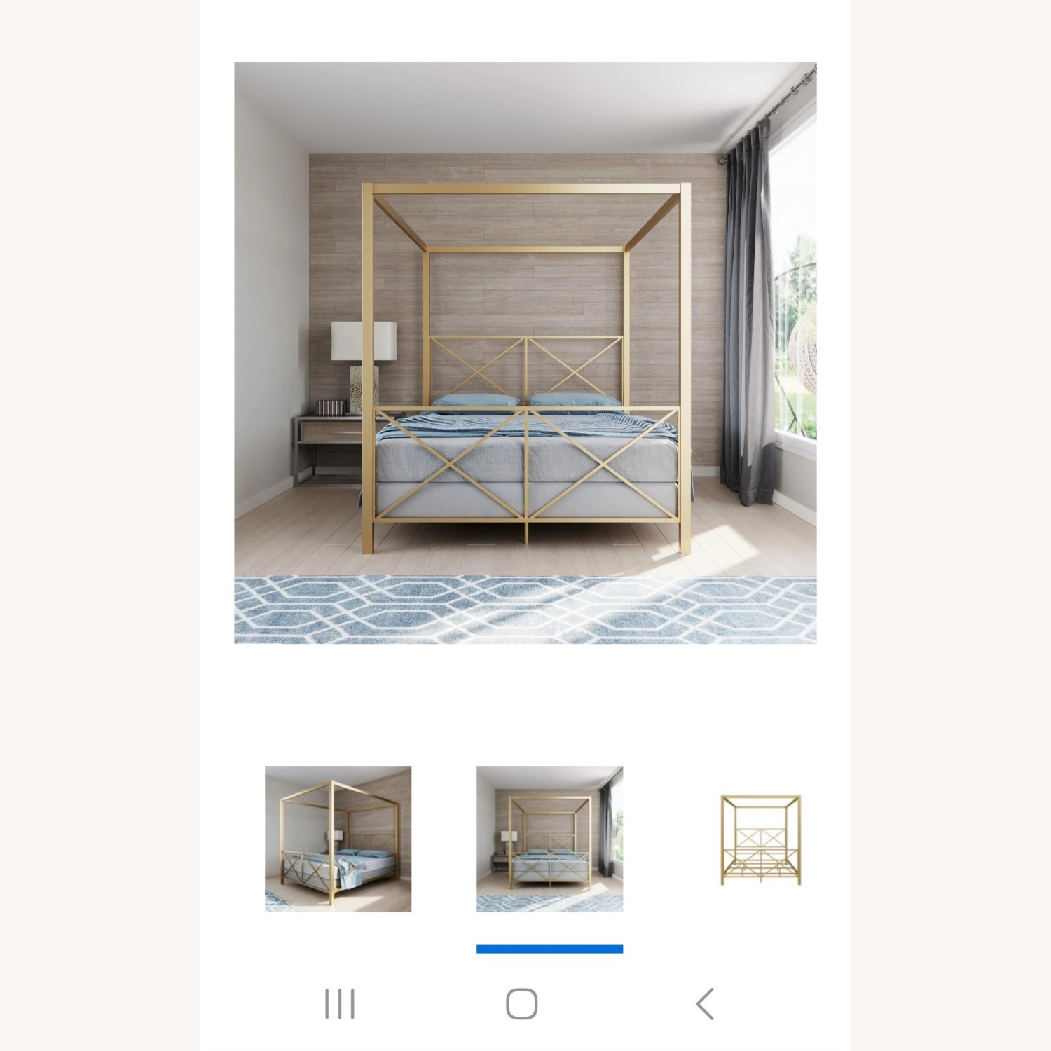 DHP Rosedale Gold Metal Canopy Queen Bed - image-2
