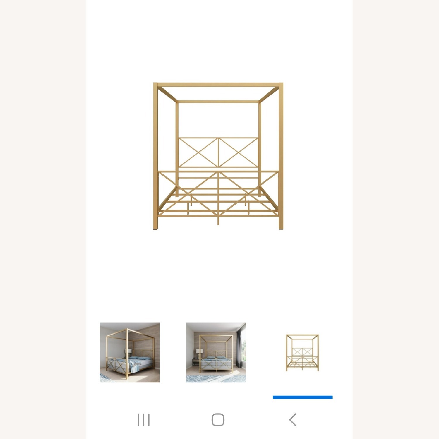 DHP Rosedale Gold Metal Canopy Queen Bed - image-1