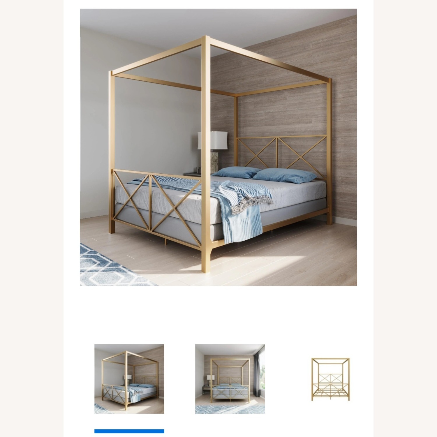 DHP Rosedale Gold Metal Canopy Queen Bed - image-4