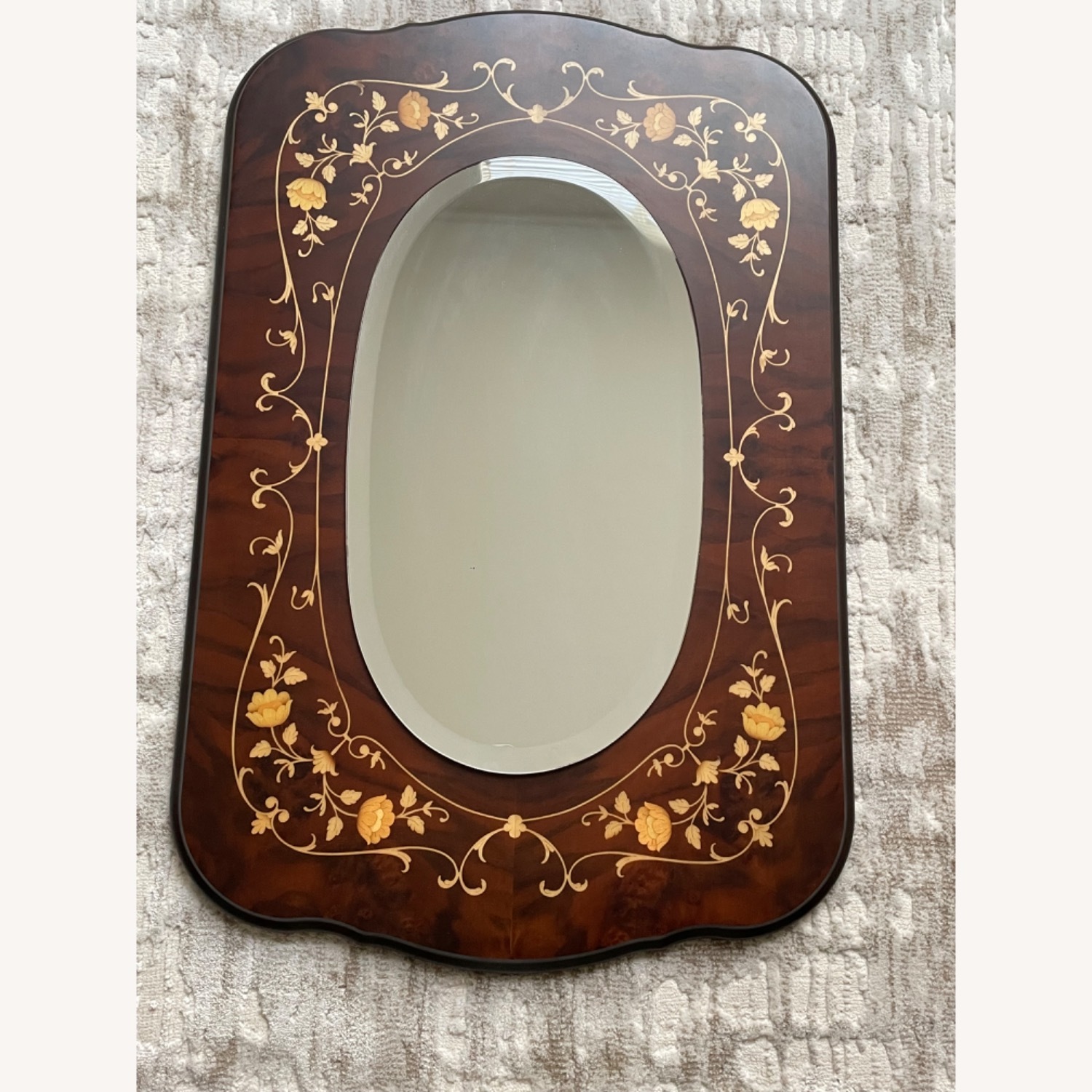 Inlaid Italian Wood Frame Mirror - image-1