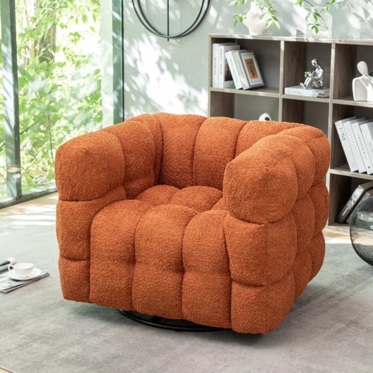 Wade Logan Armir Wide Tufted Swivel Barrel Armchair - image-5