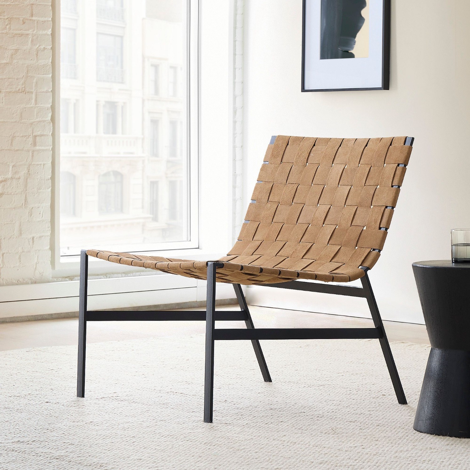 West Elm Becker Woven Leather Slipper Chair - image-4