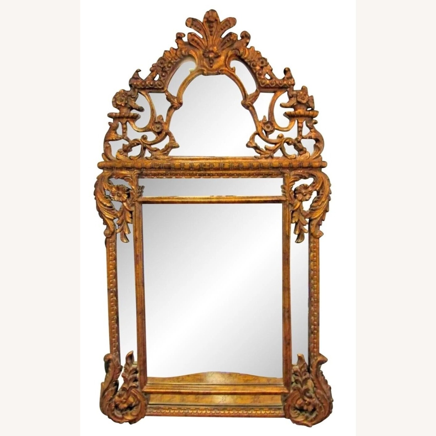 Antique Carved French Rococo Gold Wood Wall Mirror - image-0