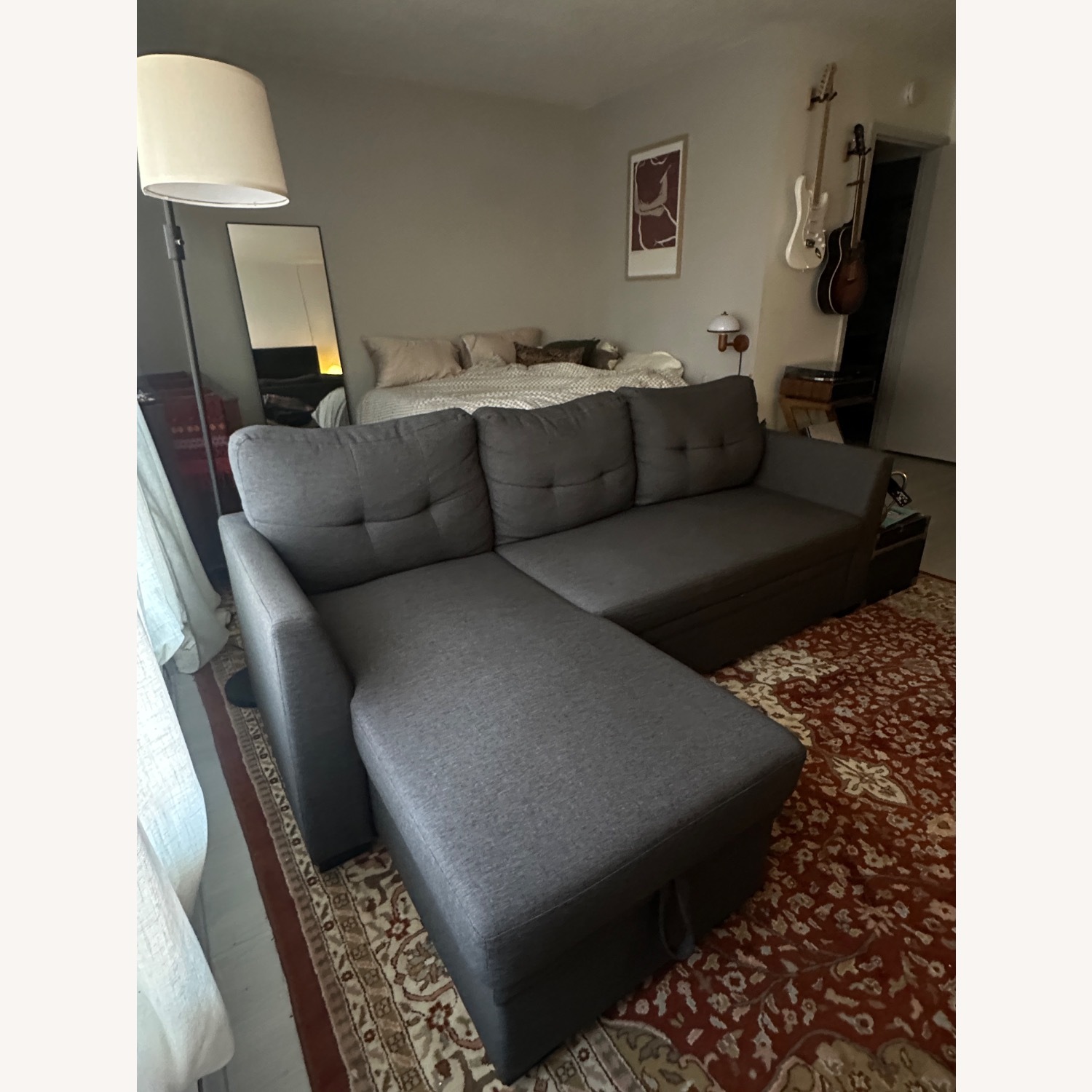 Walmart Grey Chaise Couch with Storage and Daybed - image-2