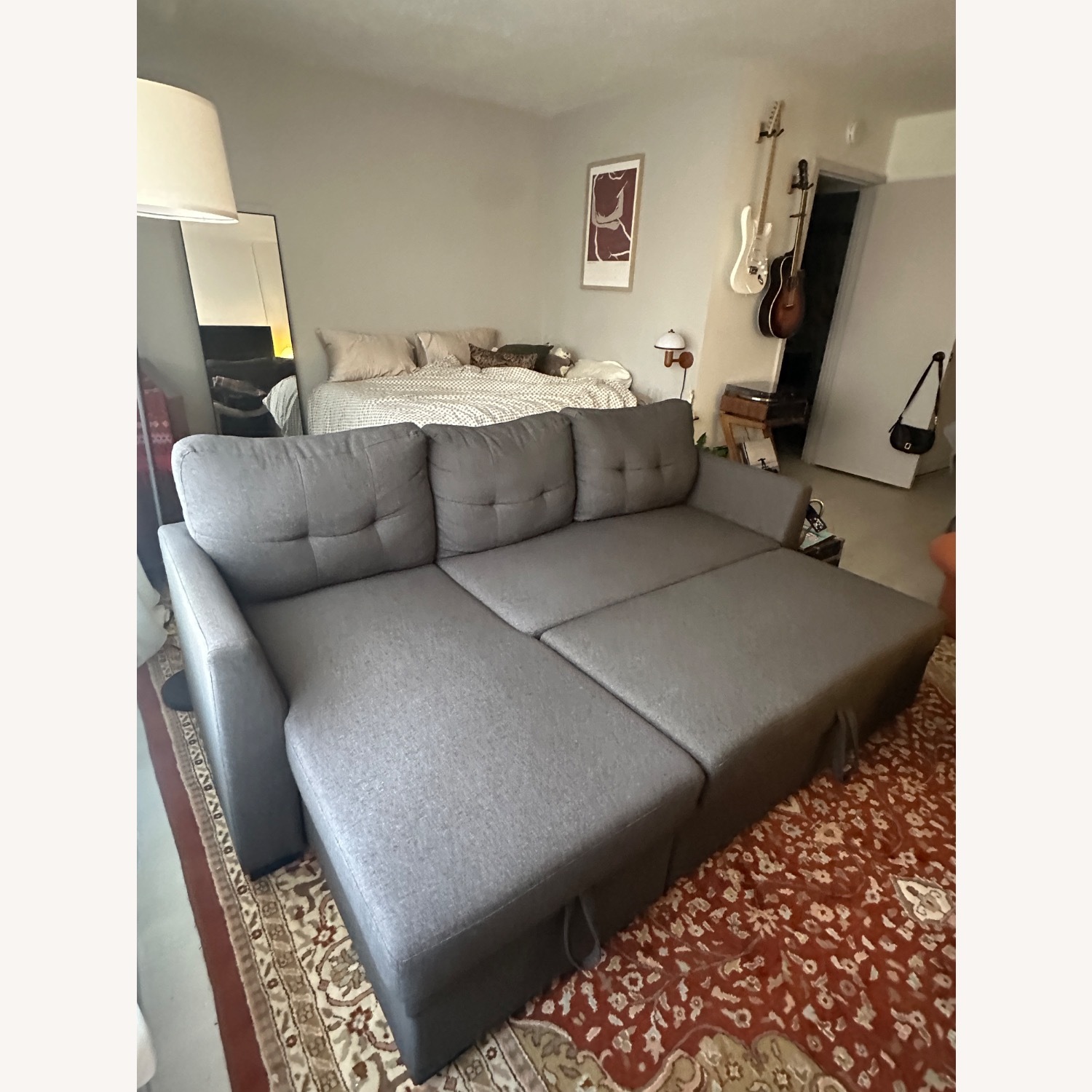 Walmart Grey Chaise Couch with Storage and Daybed - image-4