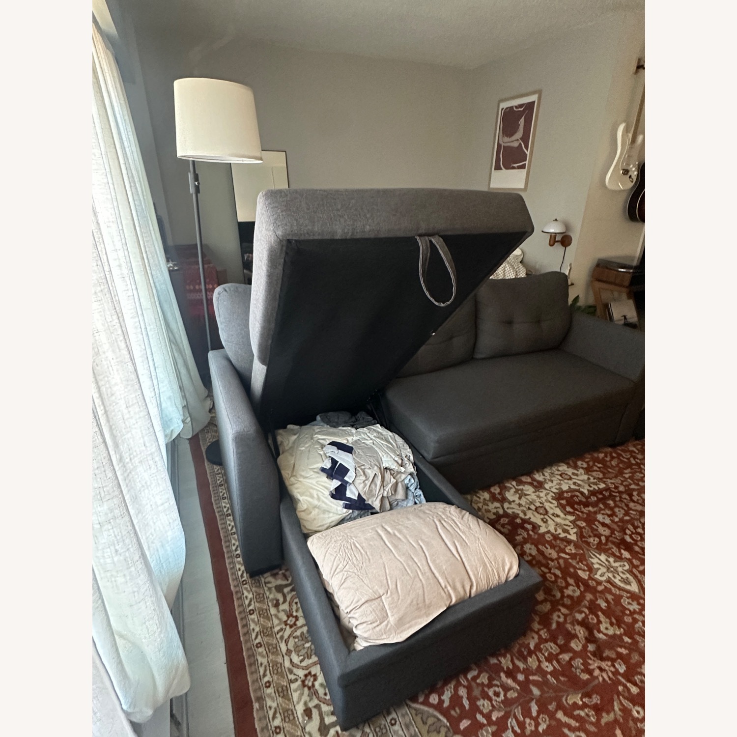 Walmart Grey Chaise Couch with Storage and Daybed - image-3
