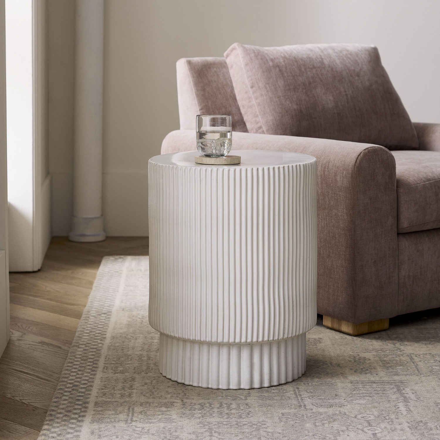 West Elm Fluted Ceramic Indoor/Outdoor Side Table  - image-1